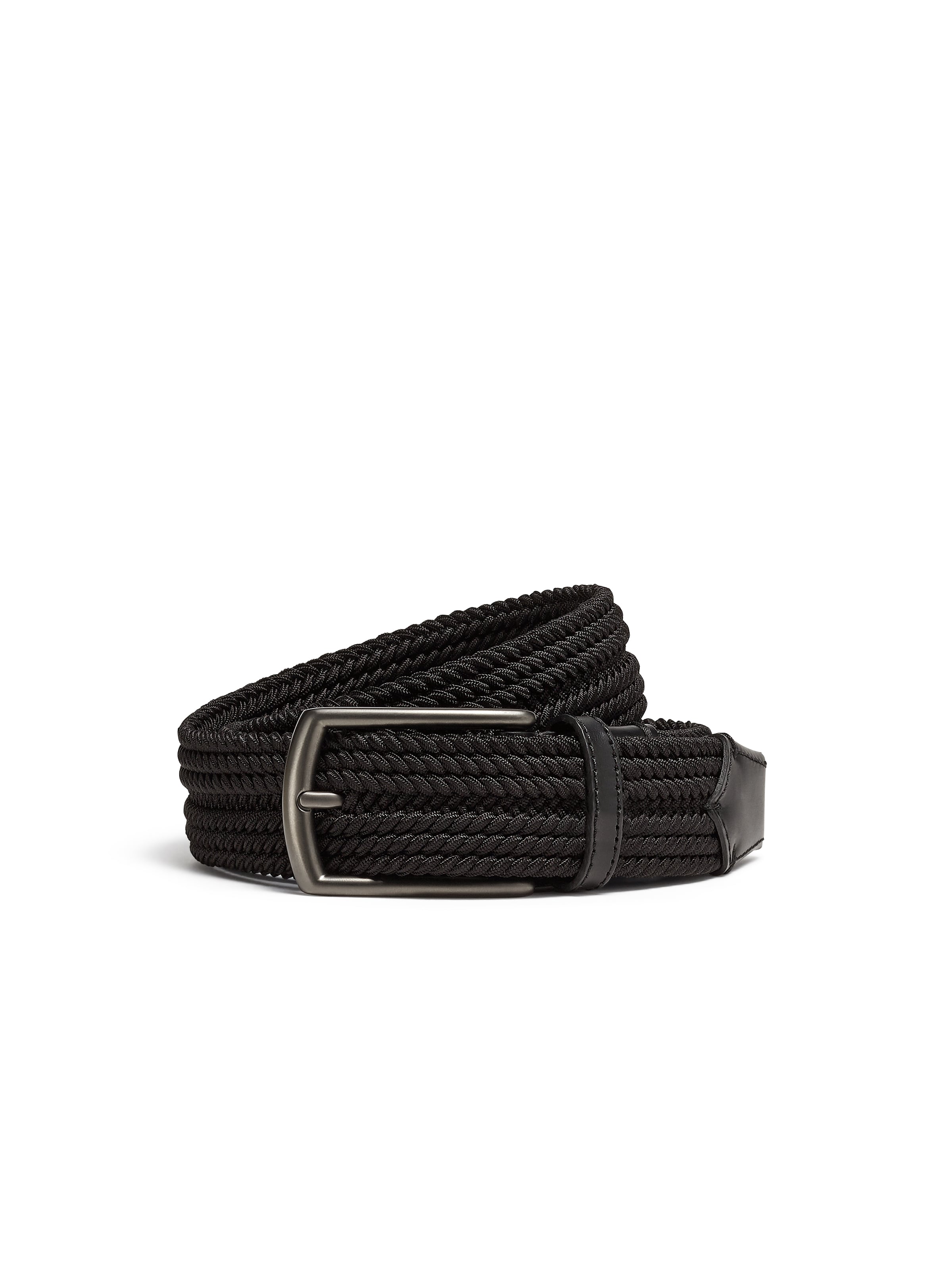 Zegna Black Elastic Rayon Braided Belt