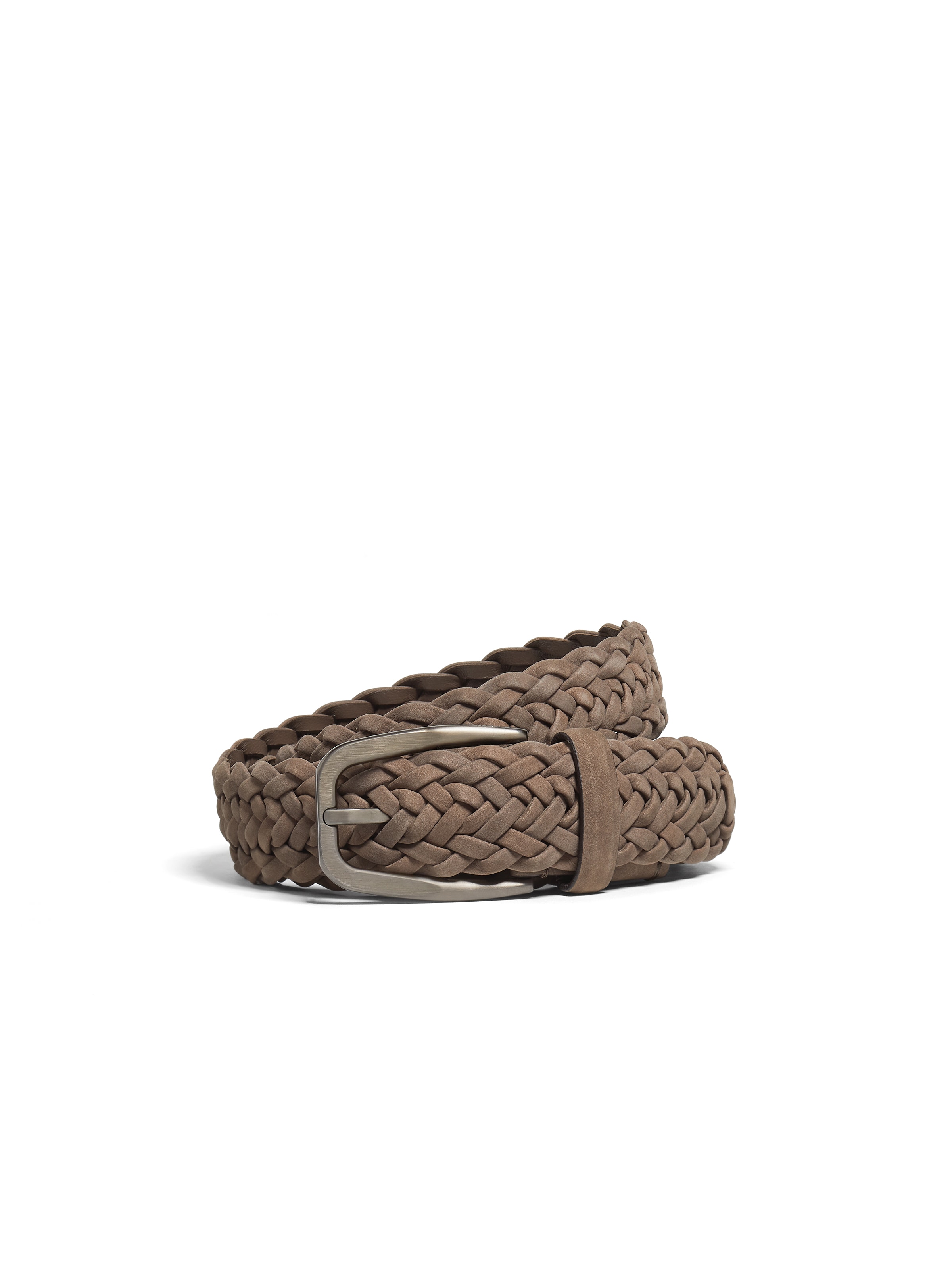 Zegna Braided Leather Belt In Brown
