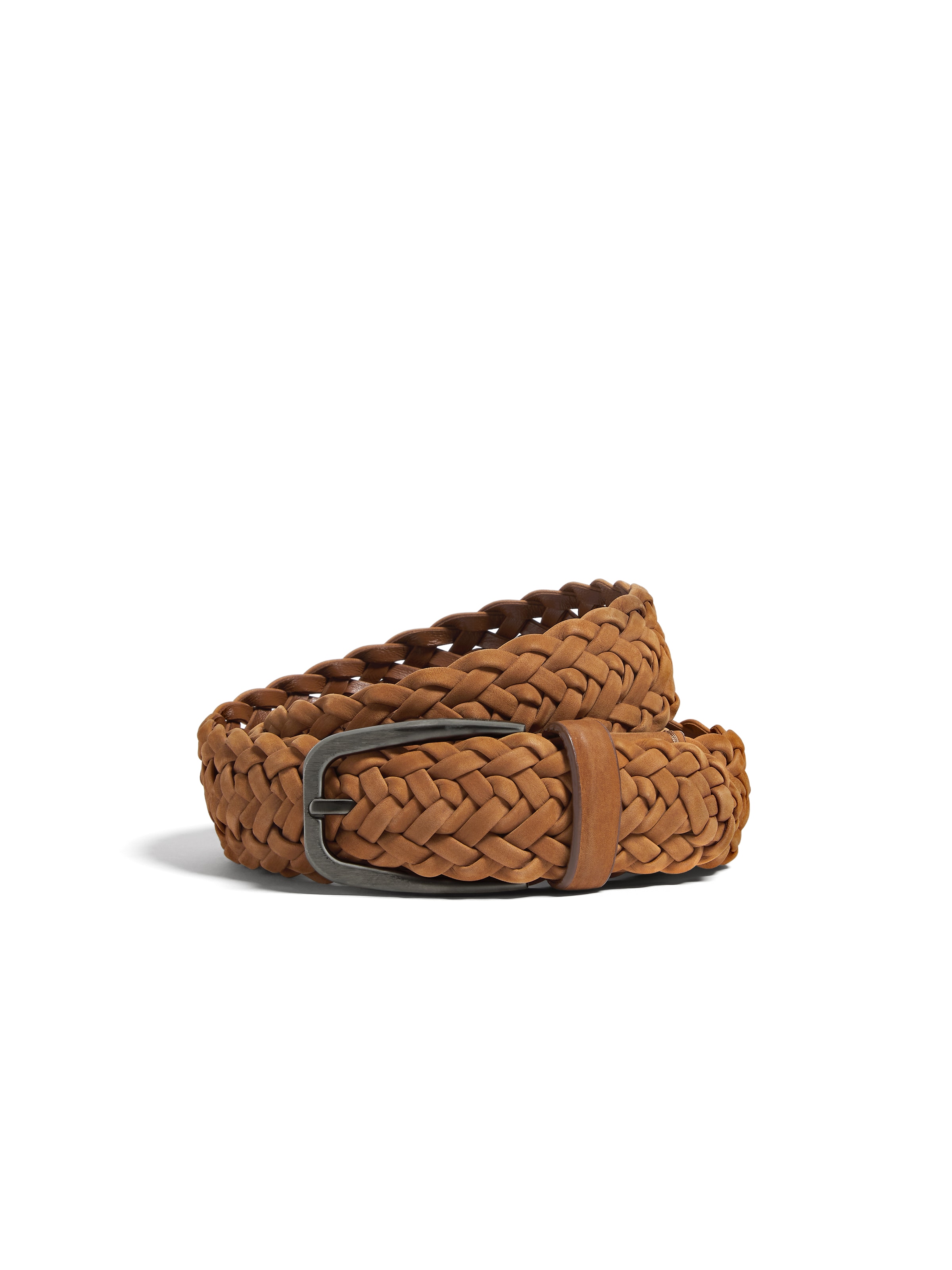 Zegna Dark Foliage Leather Belt In Brown