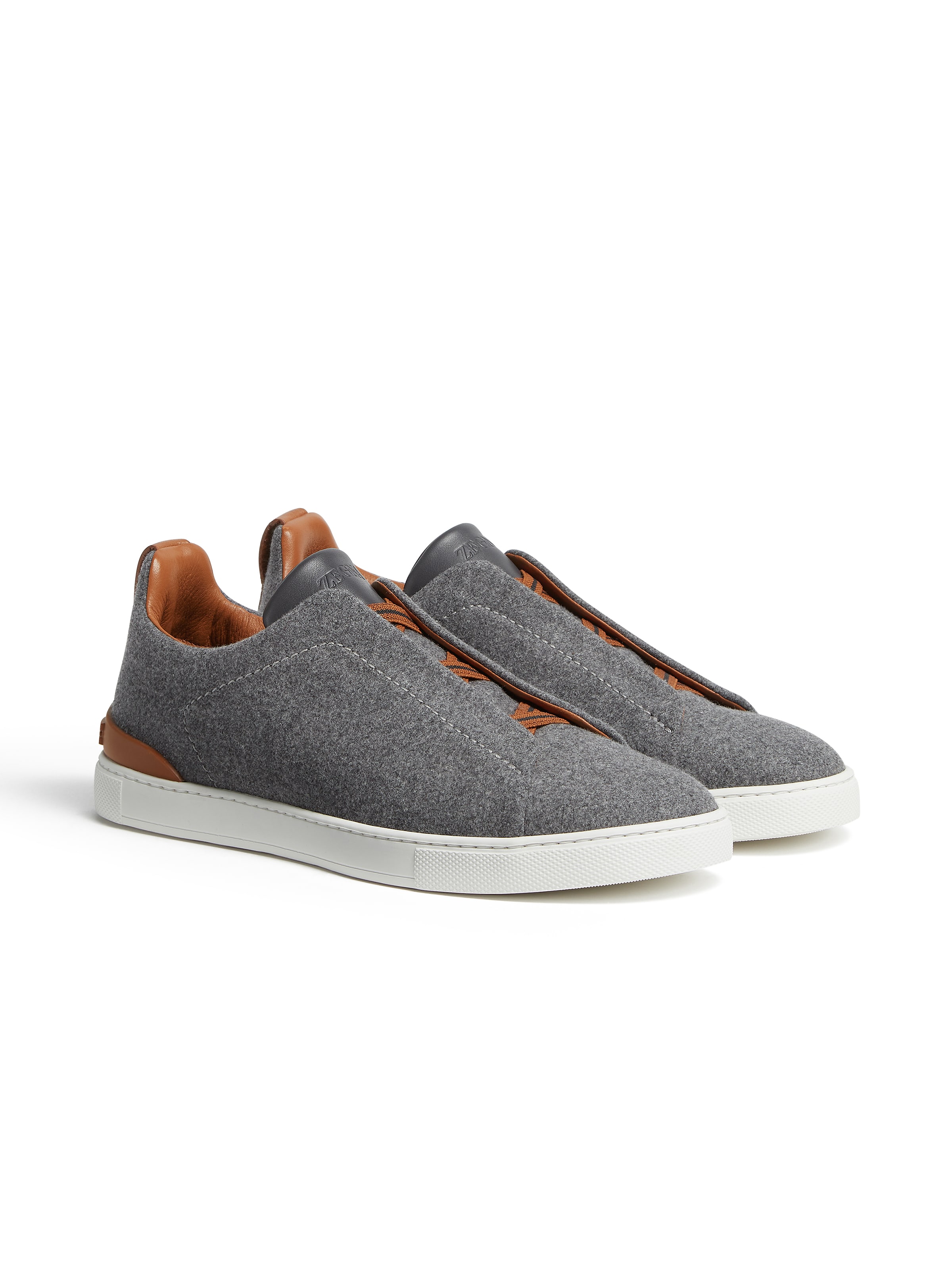 Shop Zegna Grey Mélange #usetheexisting Wool Triple Stitch Sneakers