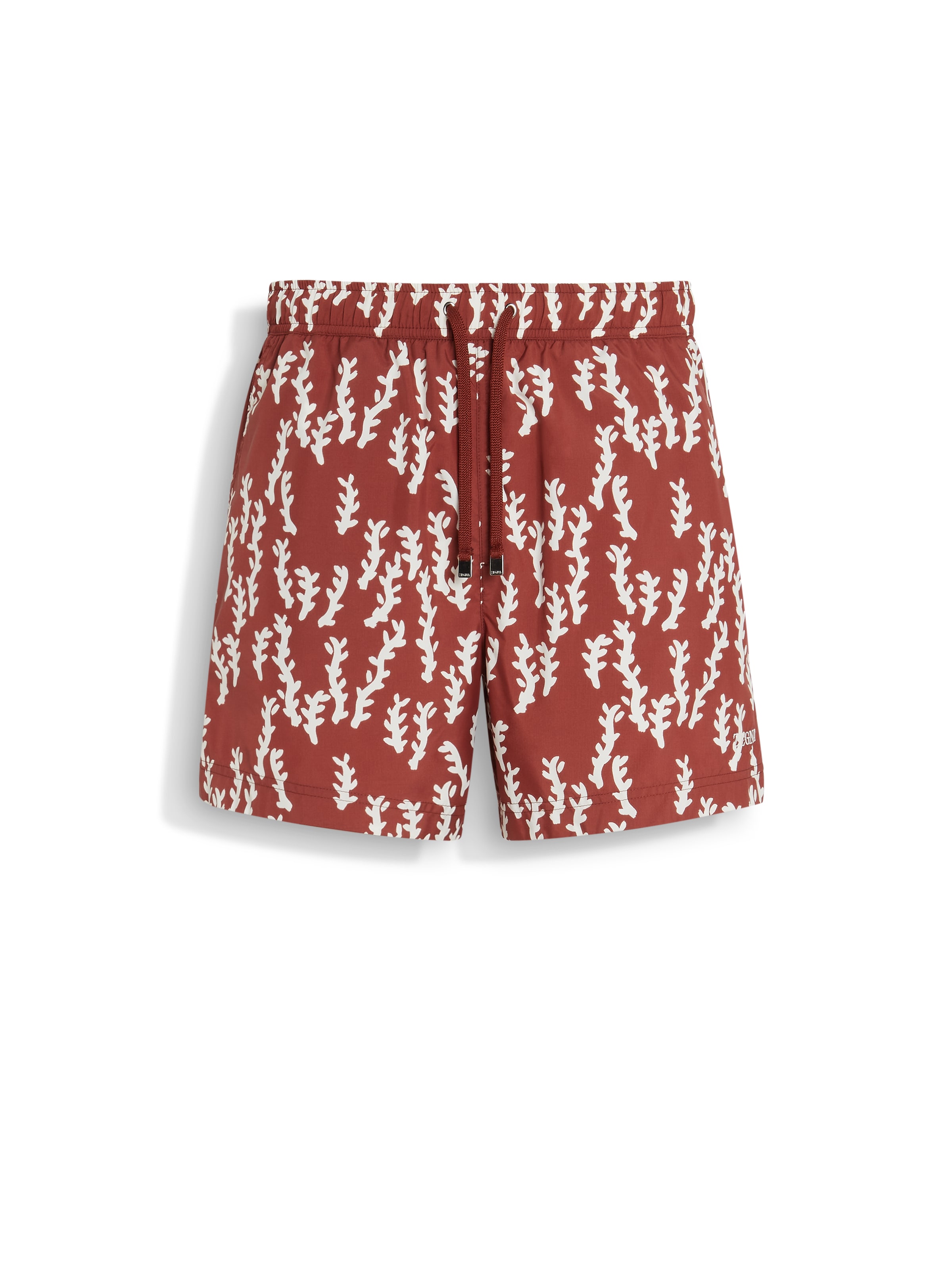 Zegna Oasi Print Swim Trunks In Red
