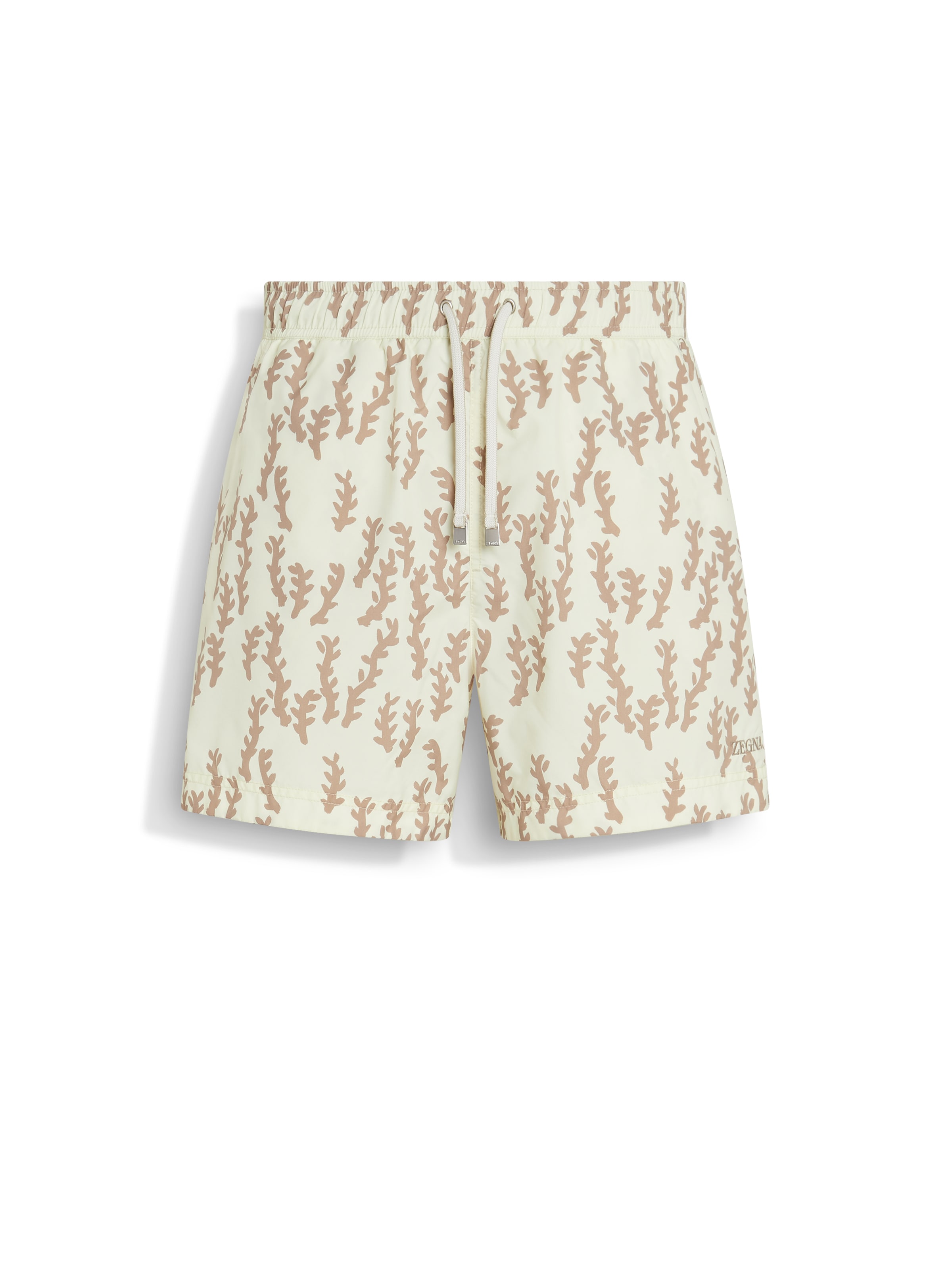 Zegna Oasi Printed Swim Trunks In White