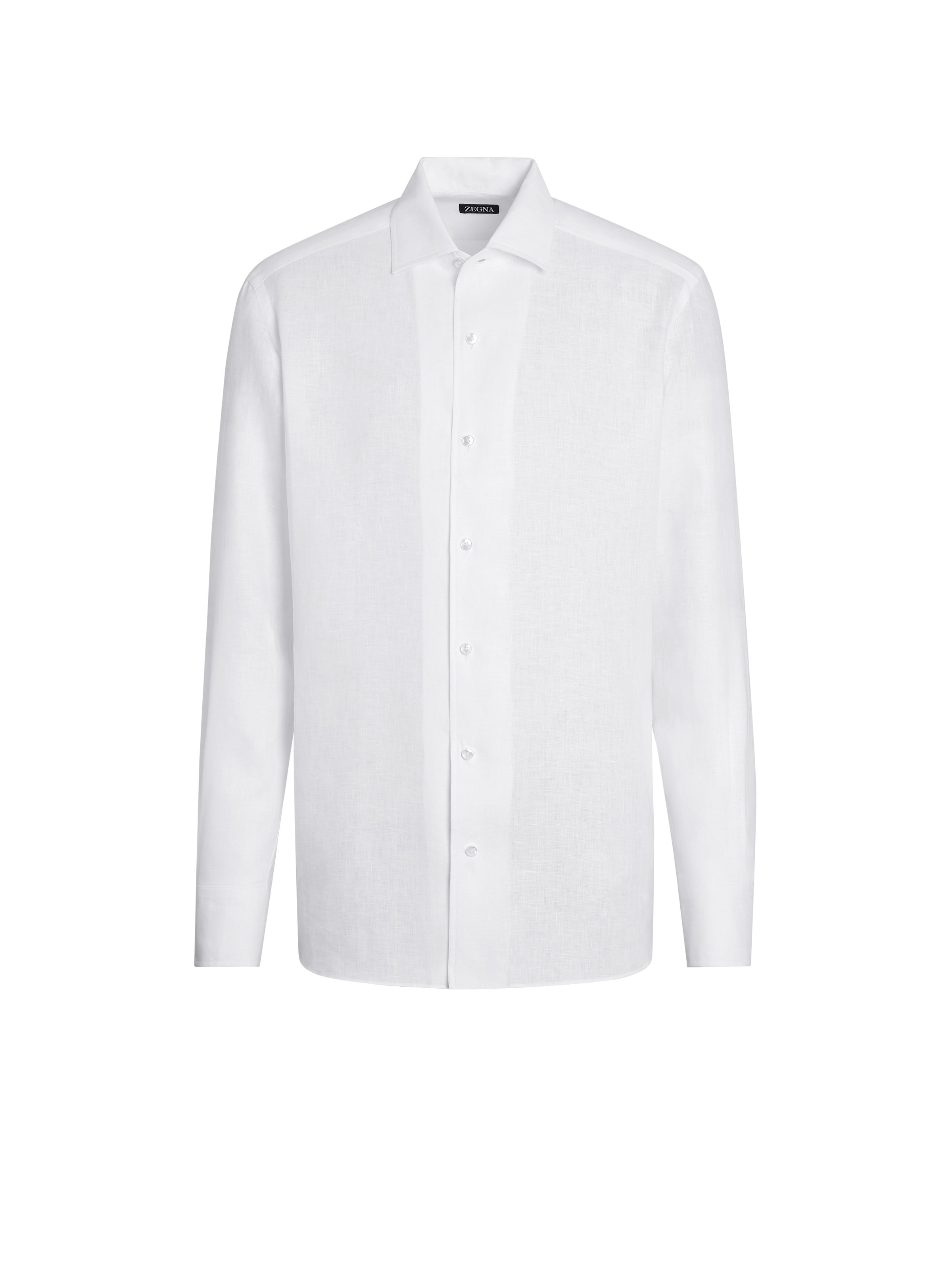 Shop Zegna White Pure Linen Long-sleeve Shirt