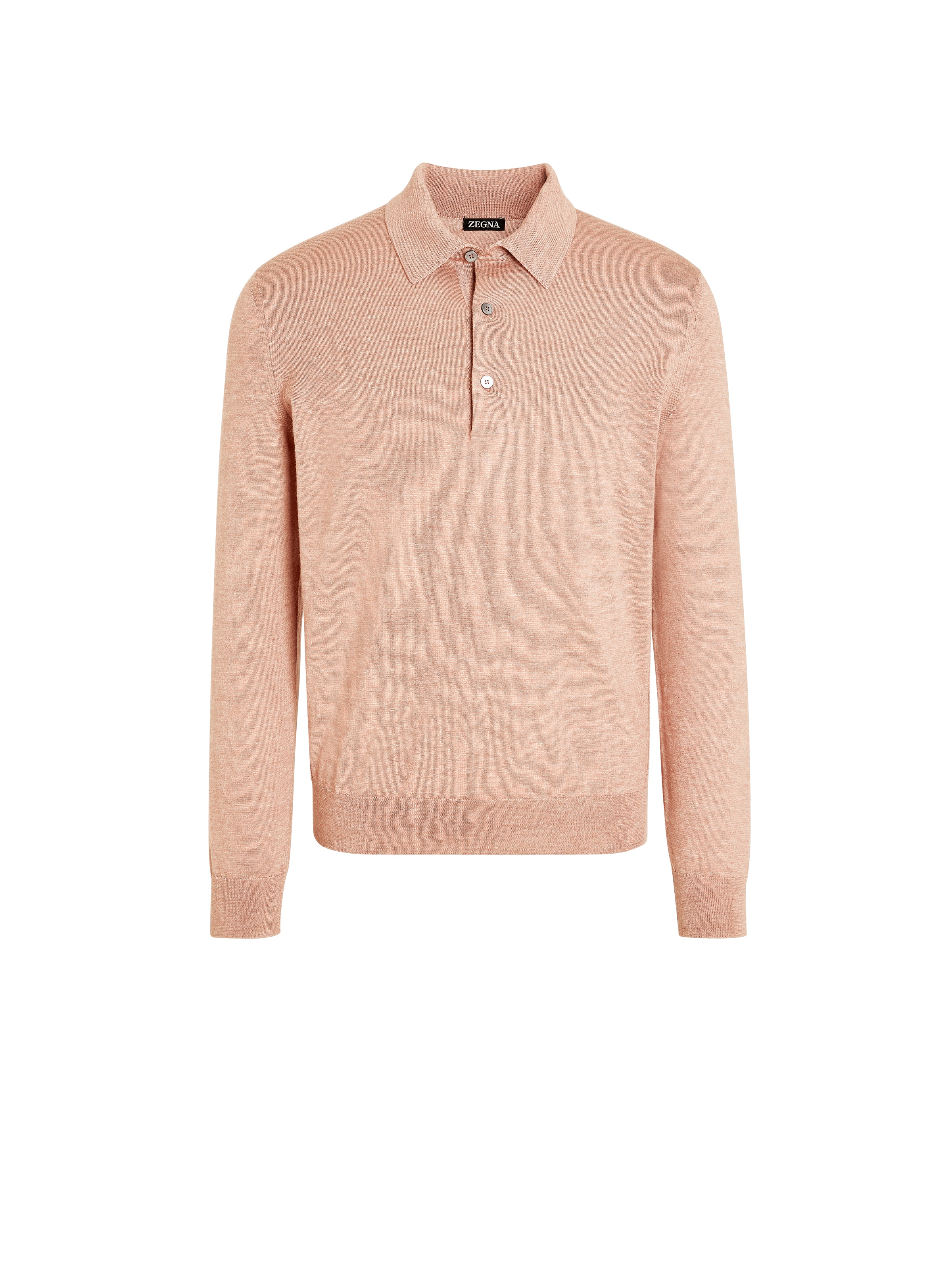 Zegna Dust Pink Silk Cashmere And Linen Polo Shirt