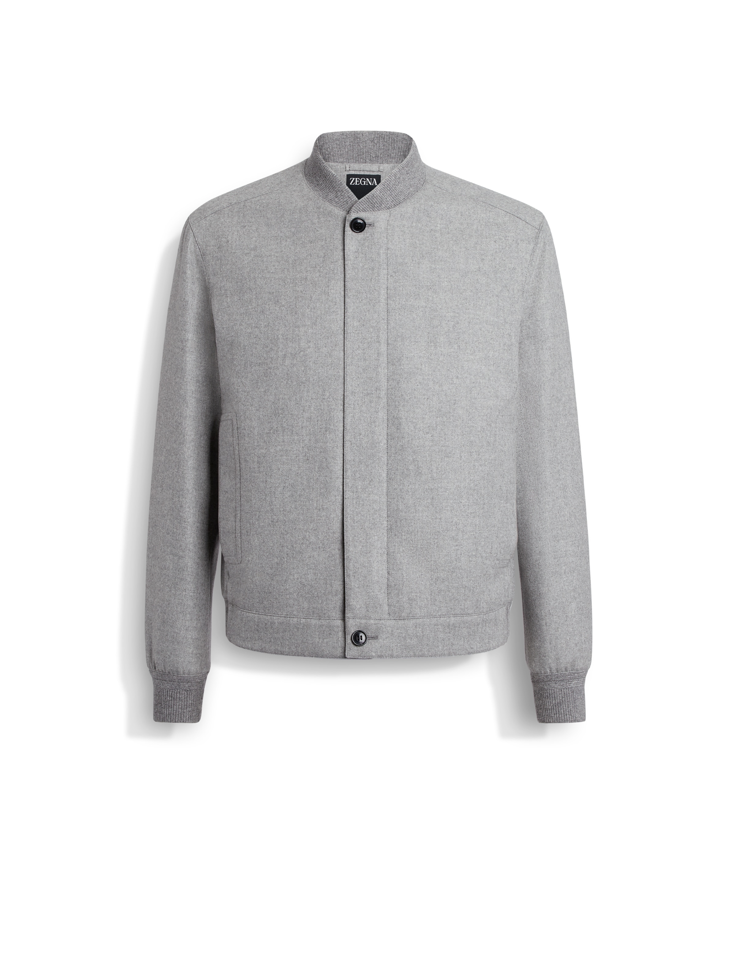 Zegna Men's Cashmere Concealed-zip Blouson Jacket In Gris Chiné