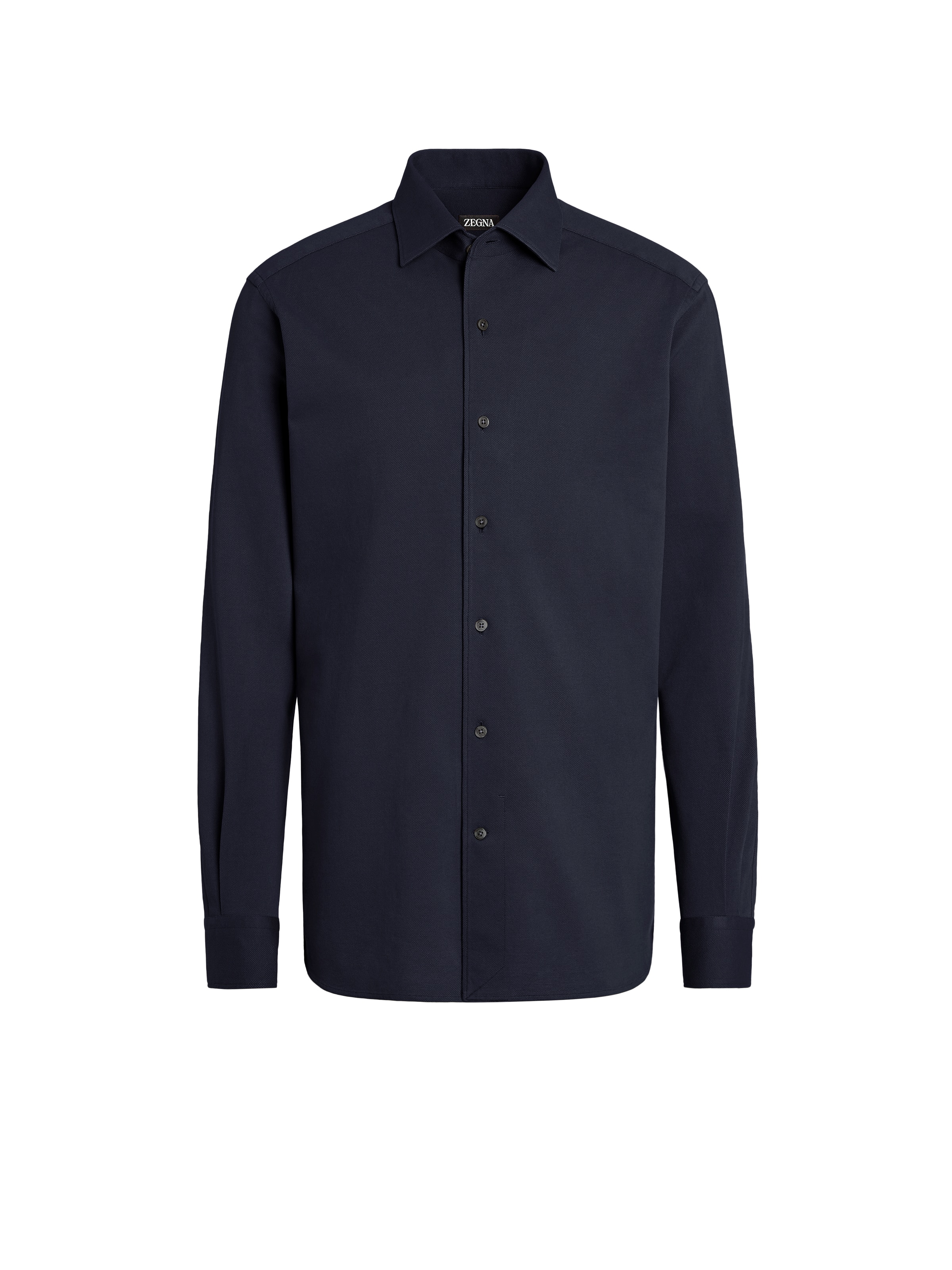 Zegna Chemise Manches Longues En Lin Pur Bleu Marine In Bleu Marine