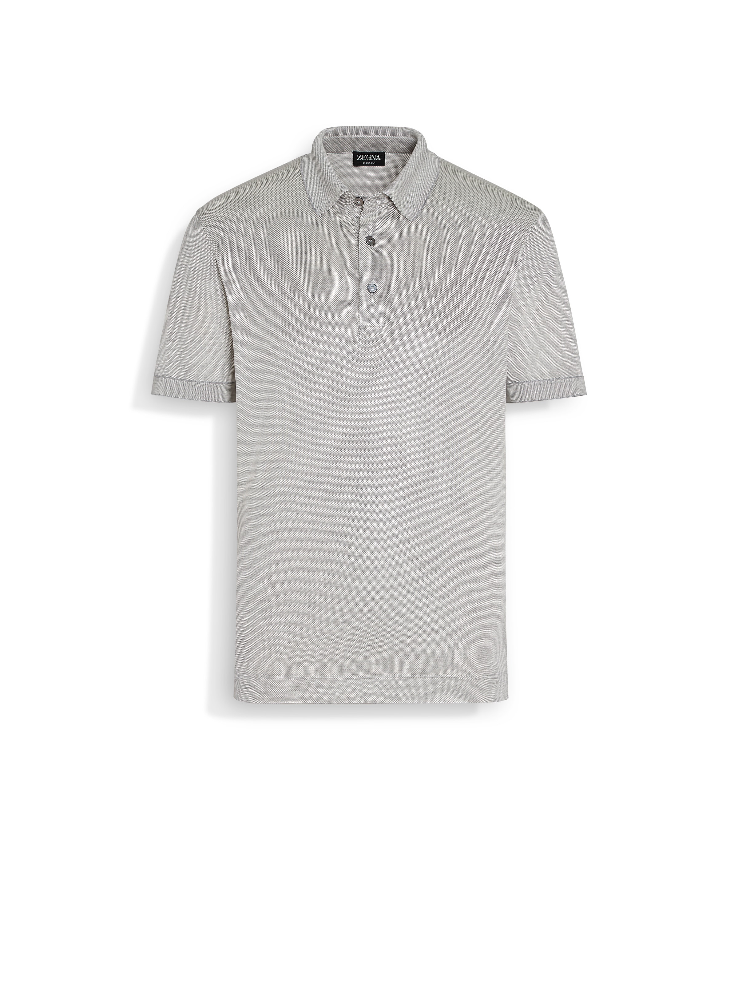 Shop Zegna Light Grey  Silk Polo Shirt