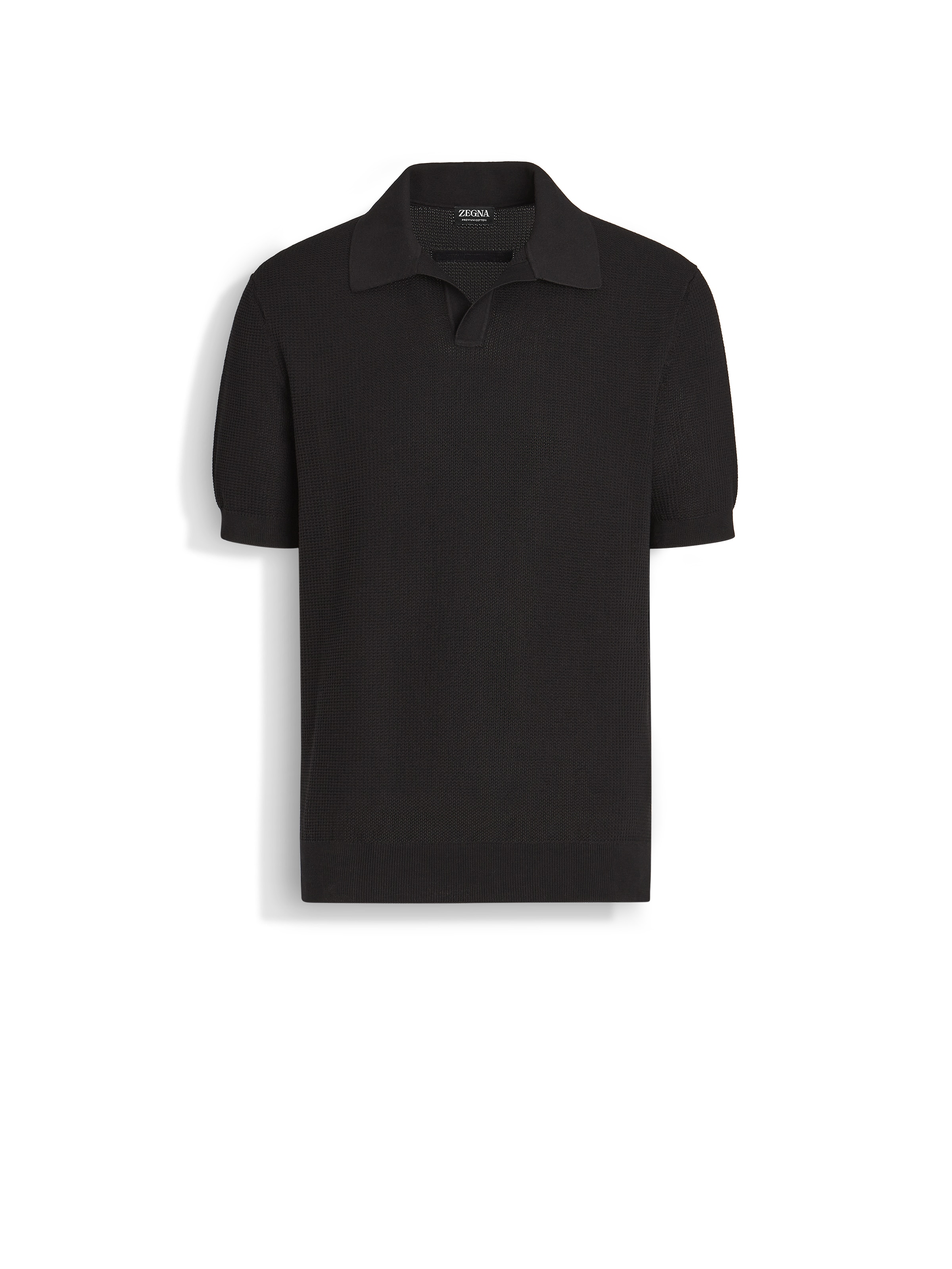 Shop Zegna Black Premium Cotton Polo Shirt In Noir