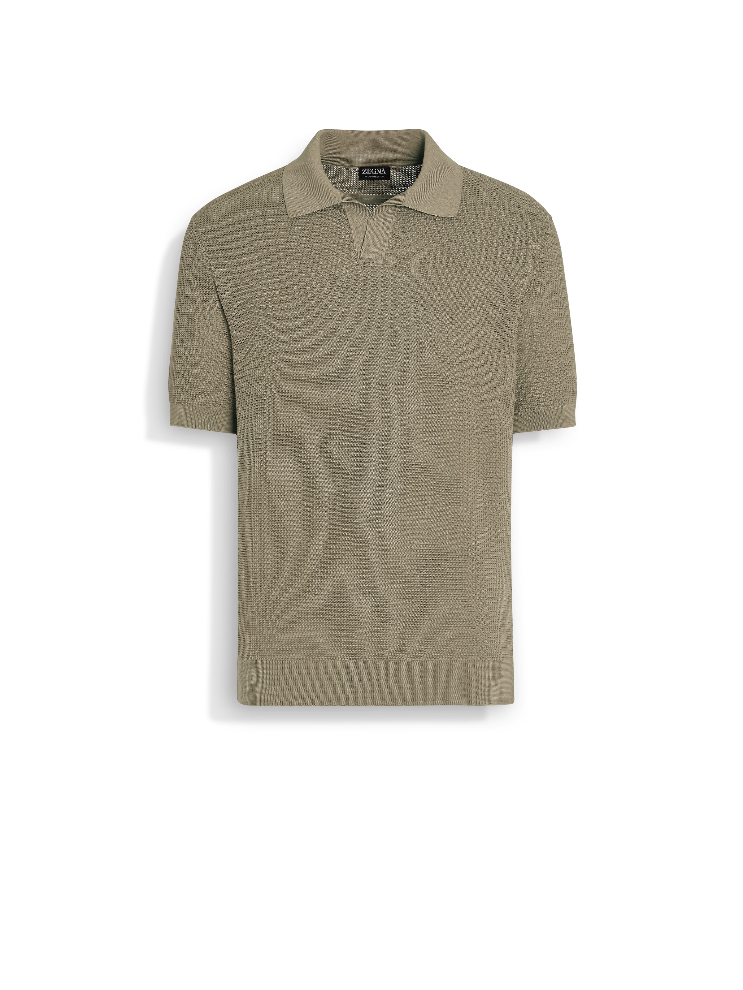 Shop Zegna Olive Green Premium Cotton Polo Shirt