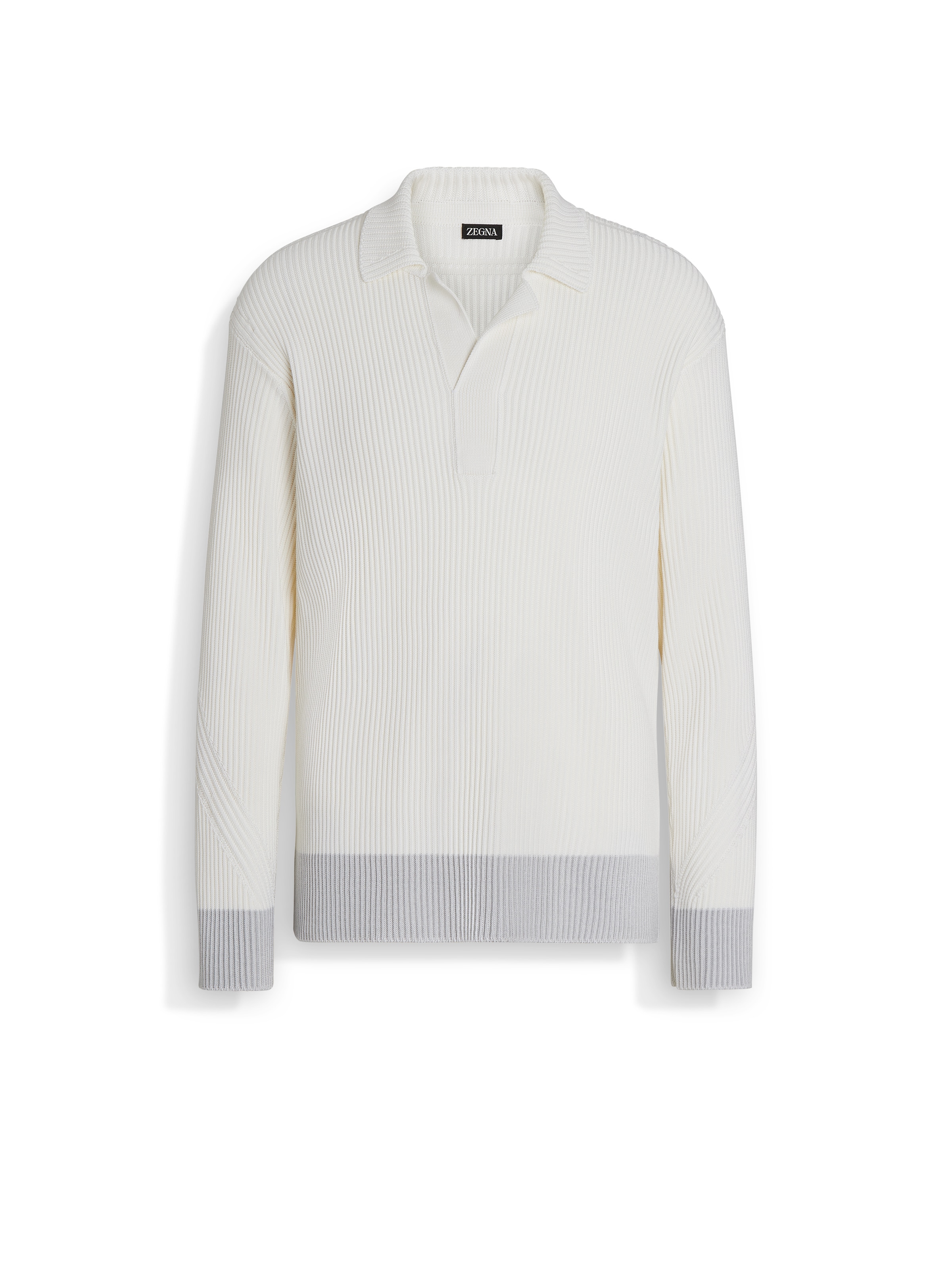 Zegna Silk-cotton Blend Polo Shirt In White/grey