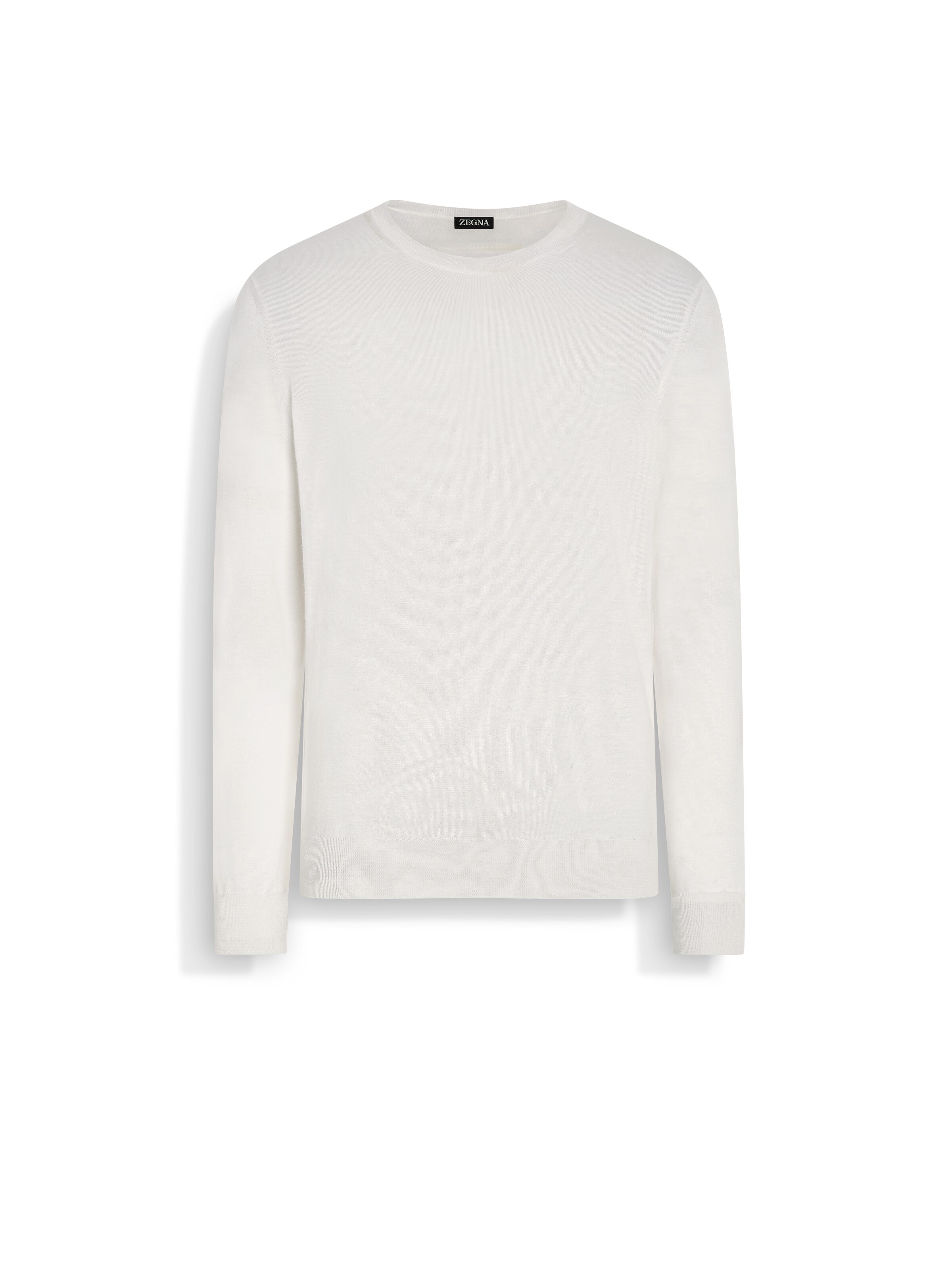 Zegna Foliage Melange Oasi Cashmere Crewneck Sweater In White Mélange