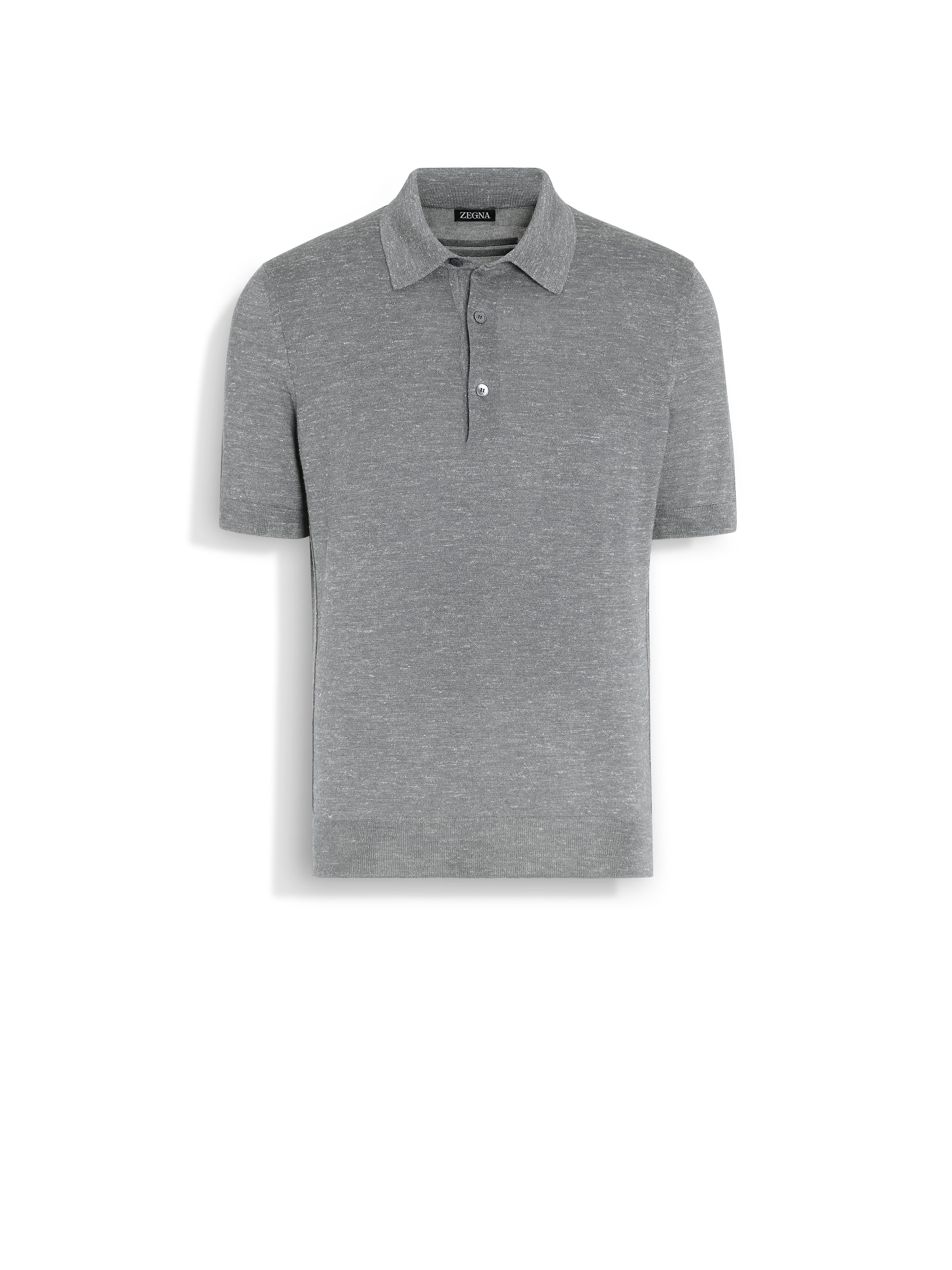 Shop Zegna Grey Mélange Silk Cashmere And Linen Polo Shirt