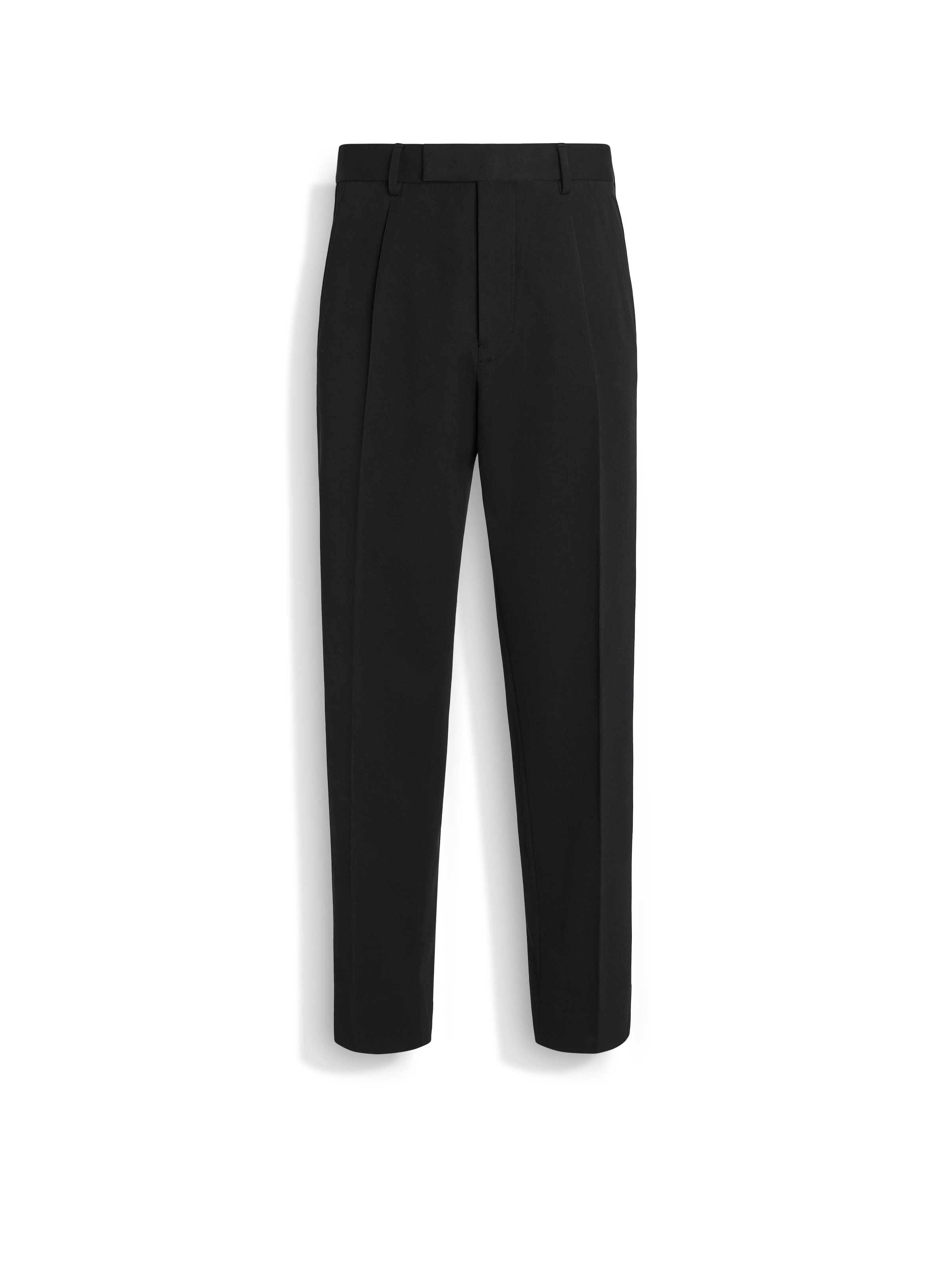 Zegna Black Cotton And Wool Pants
