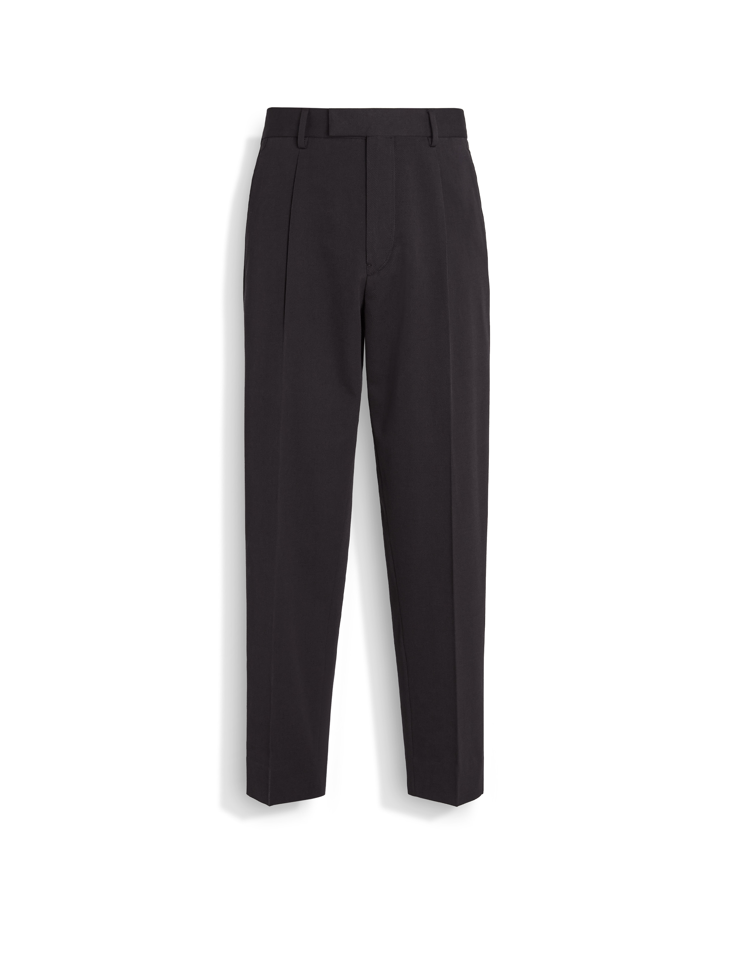 ZEGNA PANTALON EN COTON ET LAINE MARRON FONCÉ