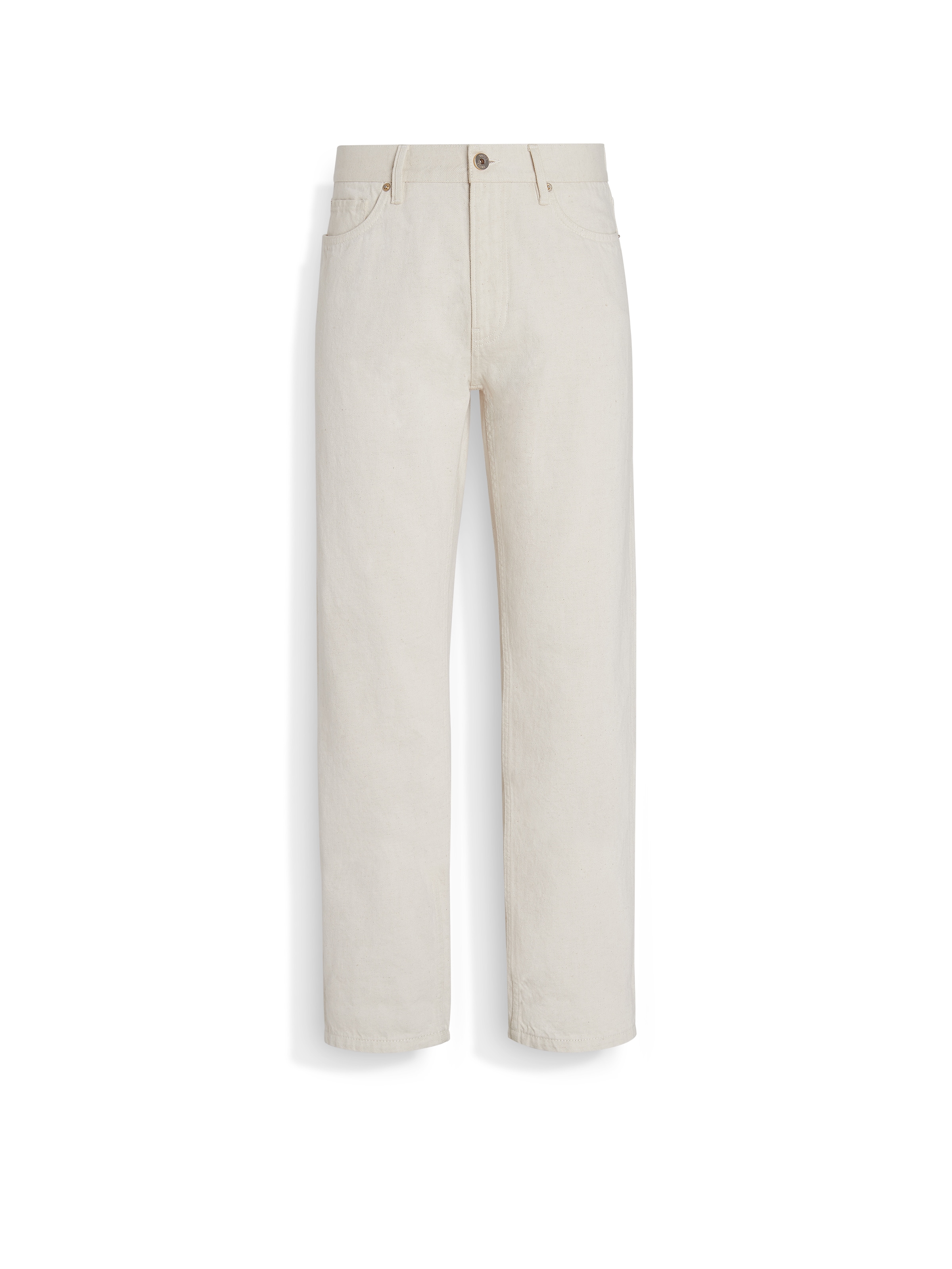 Shop Zegna Off White Cotton And Hemp Roccia Jeans In Blanc Cassé