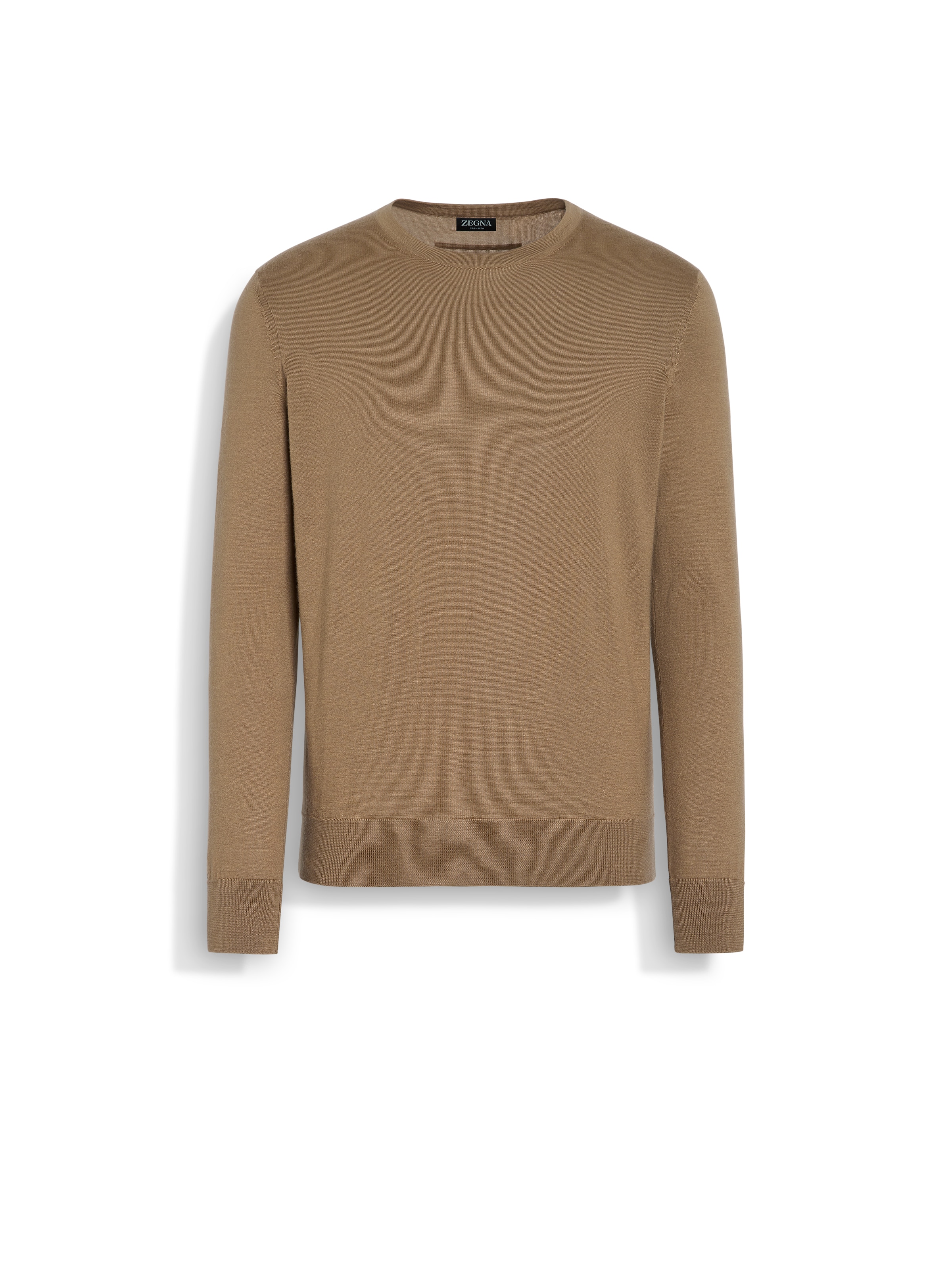 Zegna Cashmere And Silk Sweater In Beige Foncé Chiné