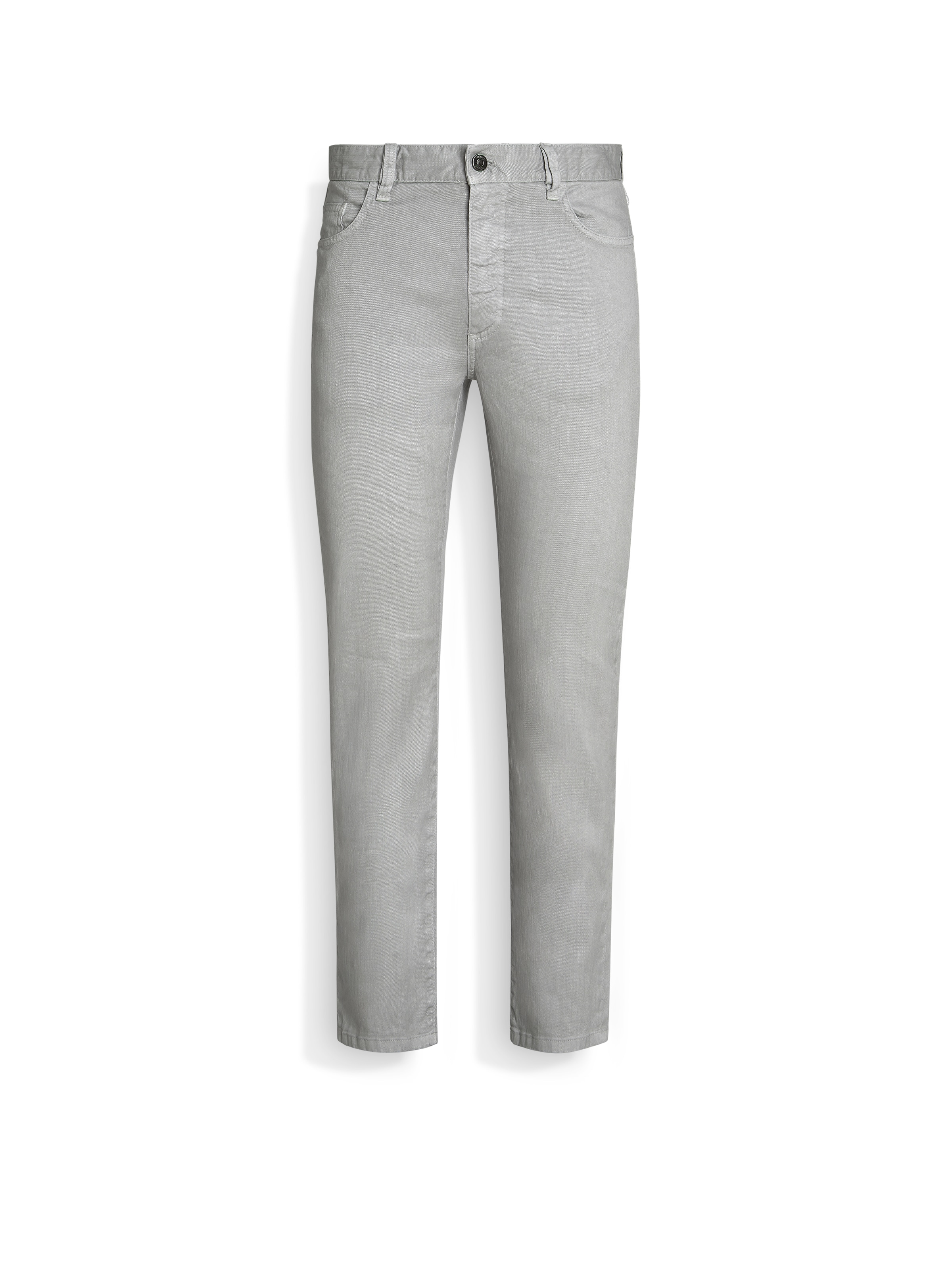 Shop Zegna Light Grey Stretch Linen And Cotton Roccia Jeans