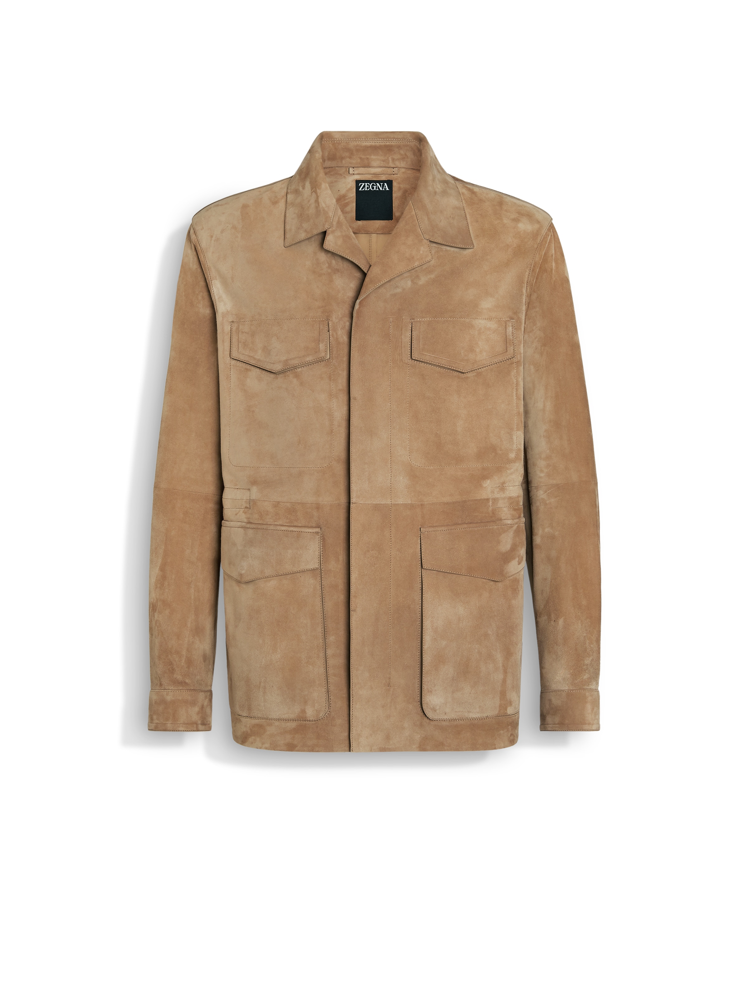 Zegna Men's Suede Field Jacket In Beige Foncé
