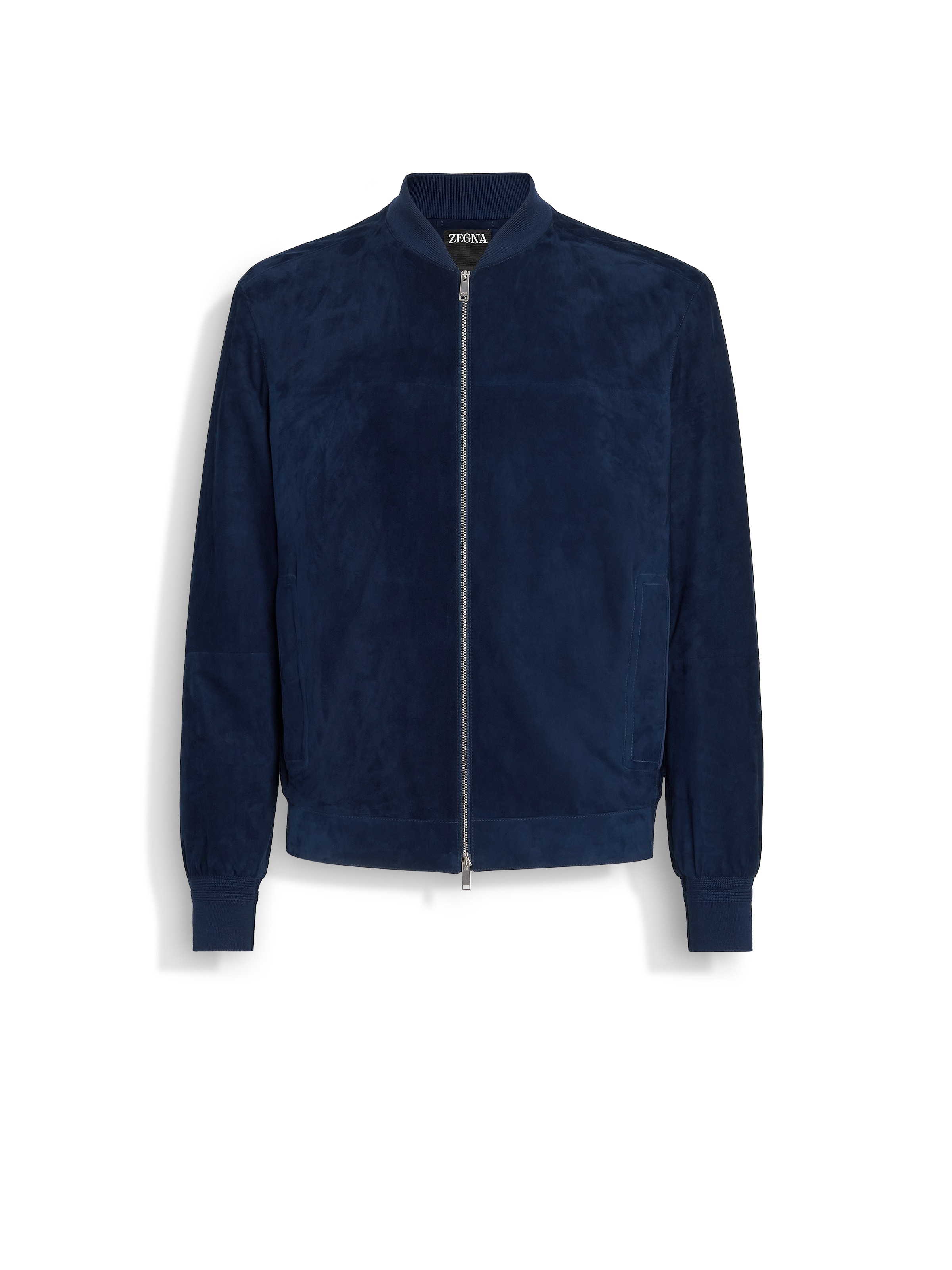 Shop Zegna Suede Bomber In Utility Blue