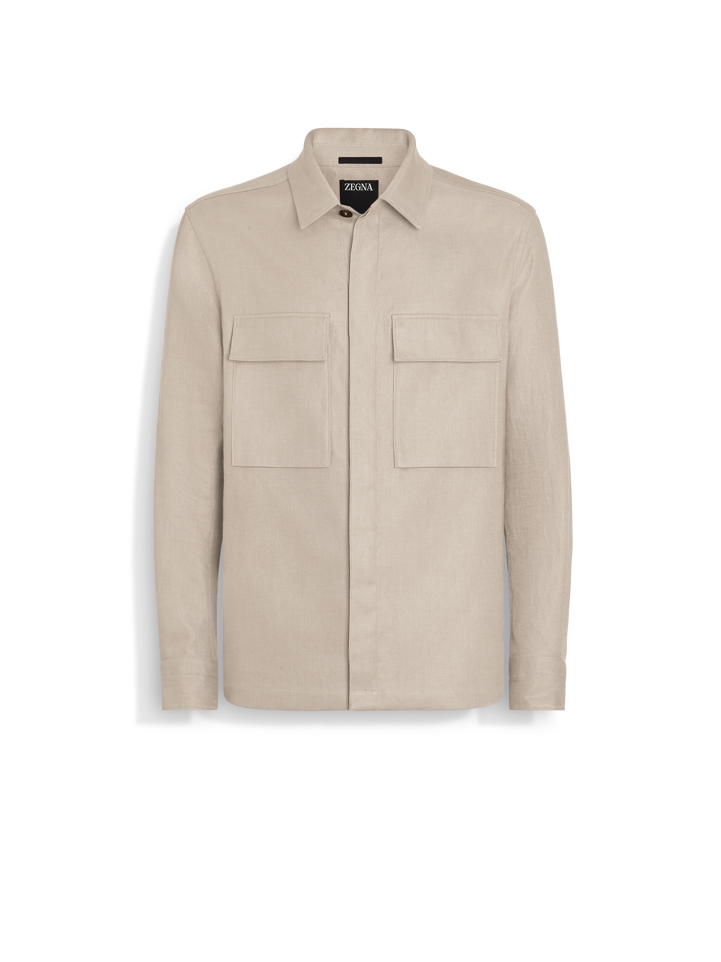 Zegna Oasi Lino Overshirt In Beige