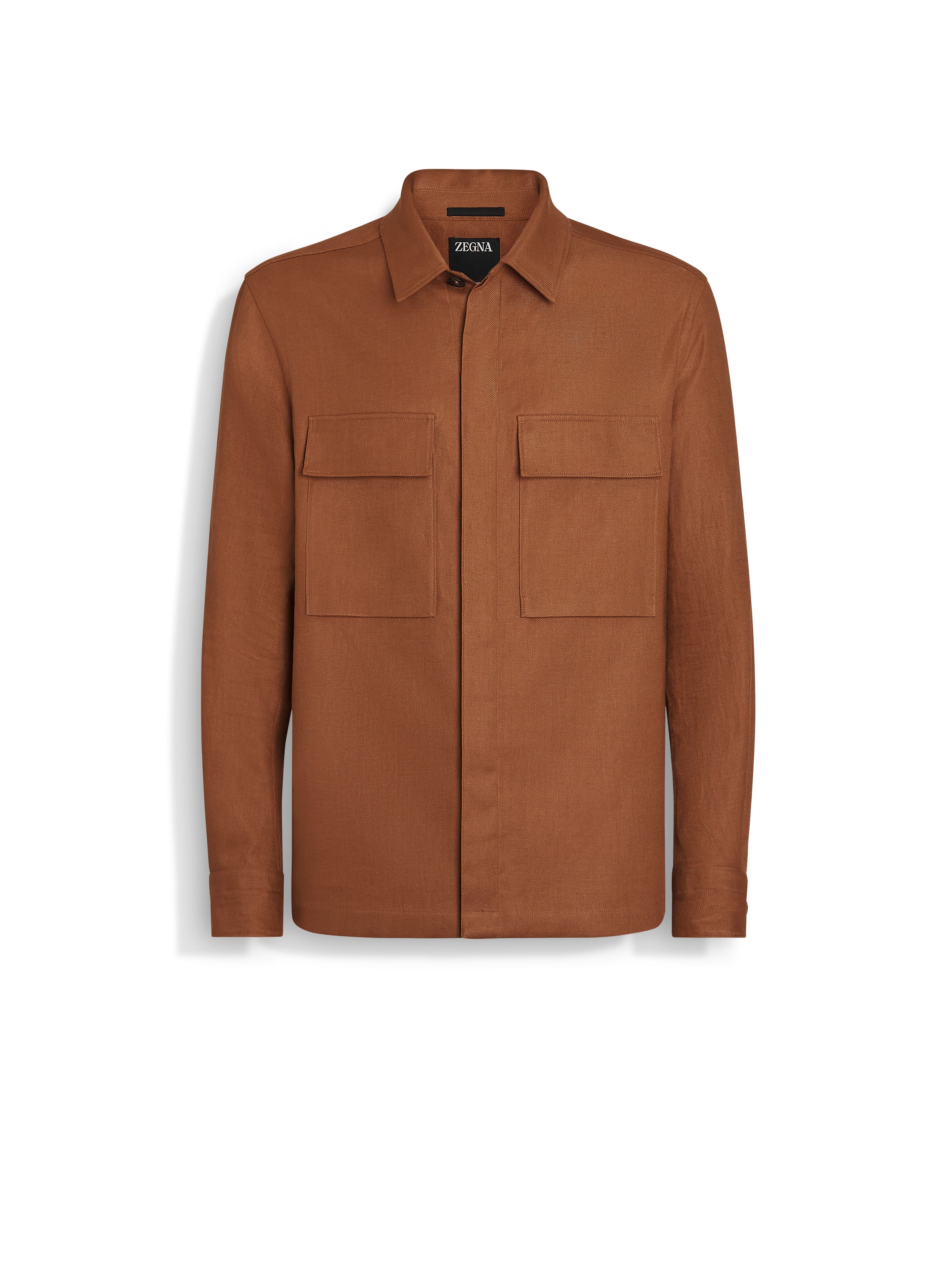 Zegna Oasi Lino Overshirt In Dark Foliage