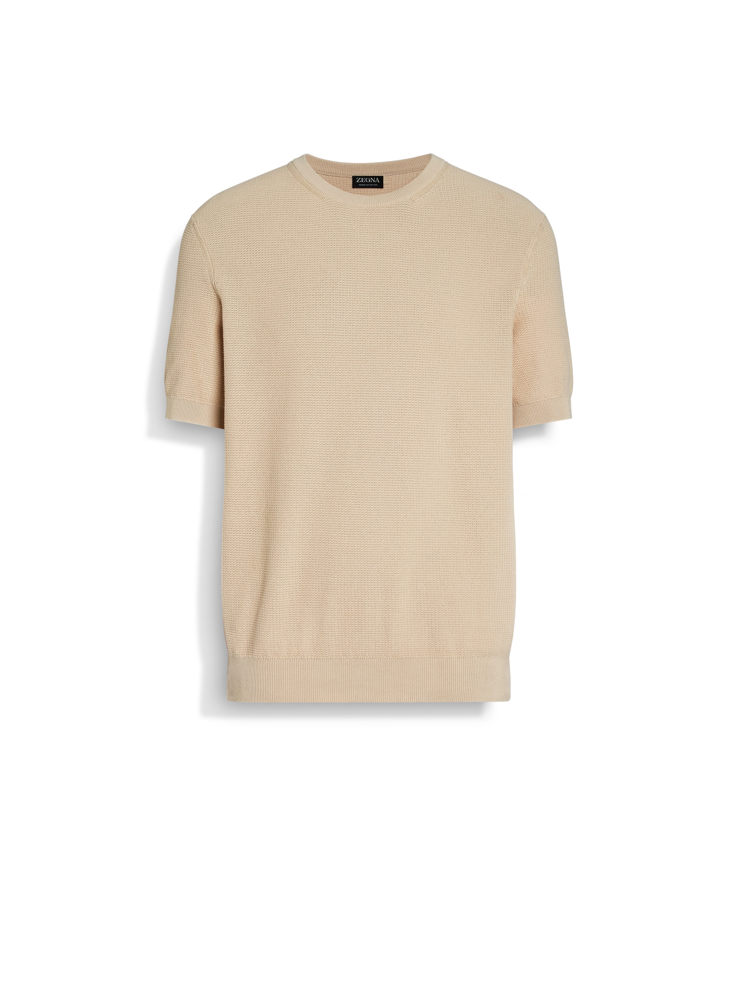 ZEGNA LIGHT BEIGE PREMIUM COTTON CREWNECK