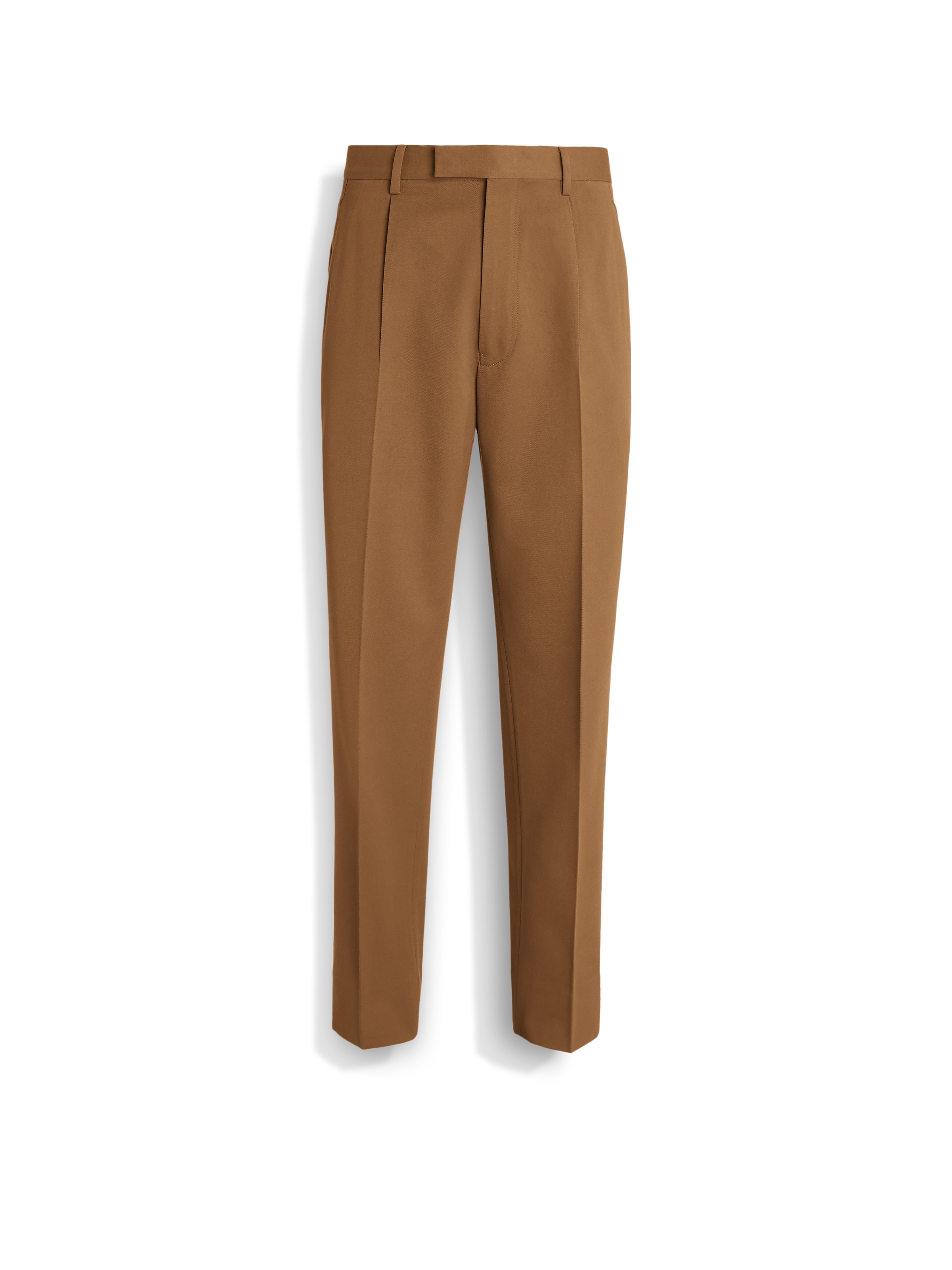 Zegna Cotton-wool Tailored Trousers In Dark Foliage