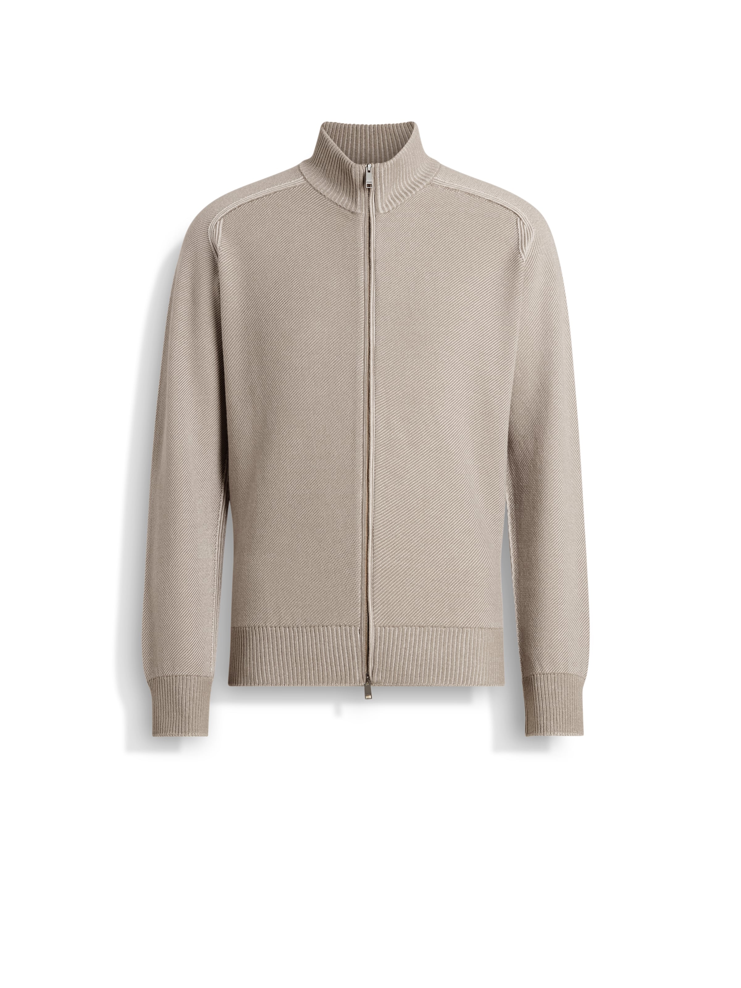 Zegna Light Taupe Cashseta Full Zip Cardigan In Light Taupe