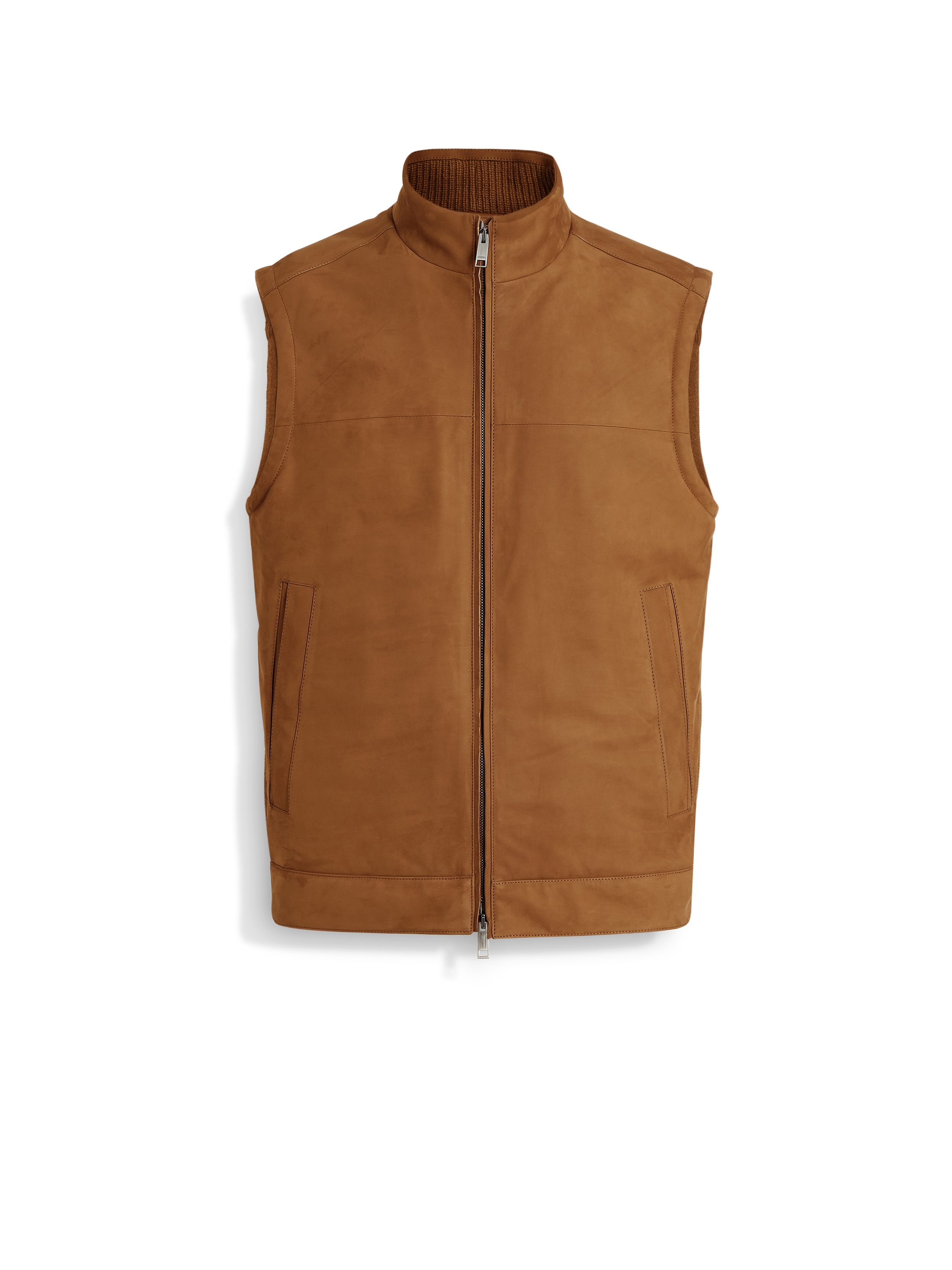 Shop Zegna Leather Vest In Dark Foliage