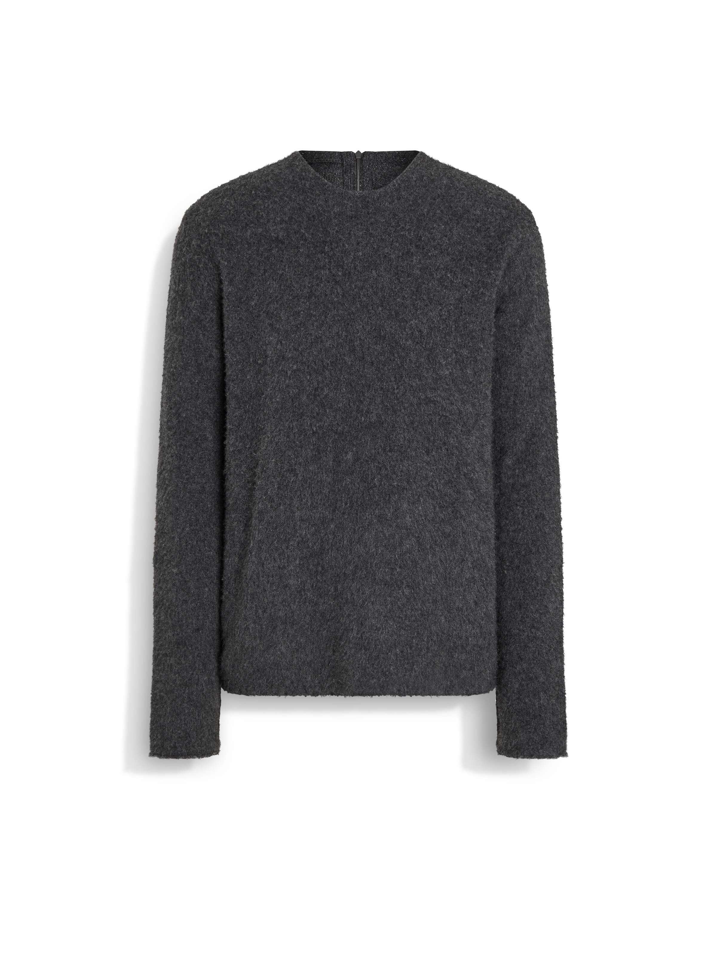 Zegna Dark Grey Mélange Oasi Cashmere Crewneck In Gris Foncé Chiné