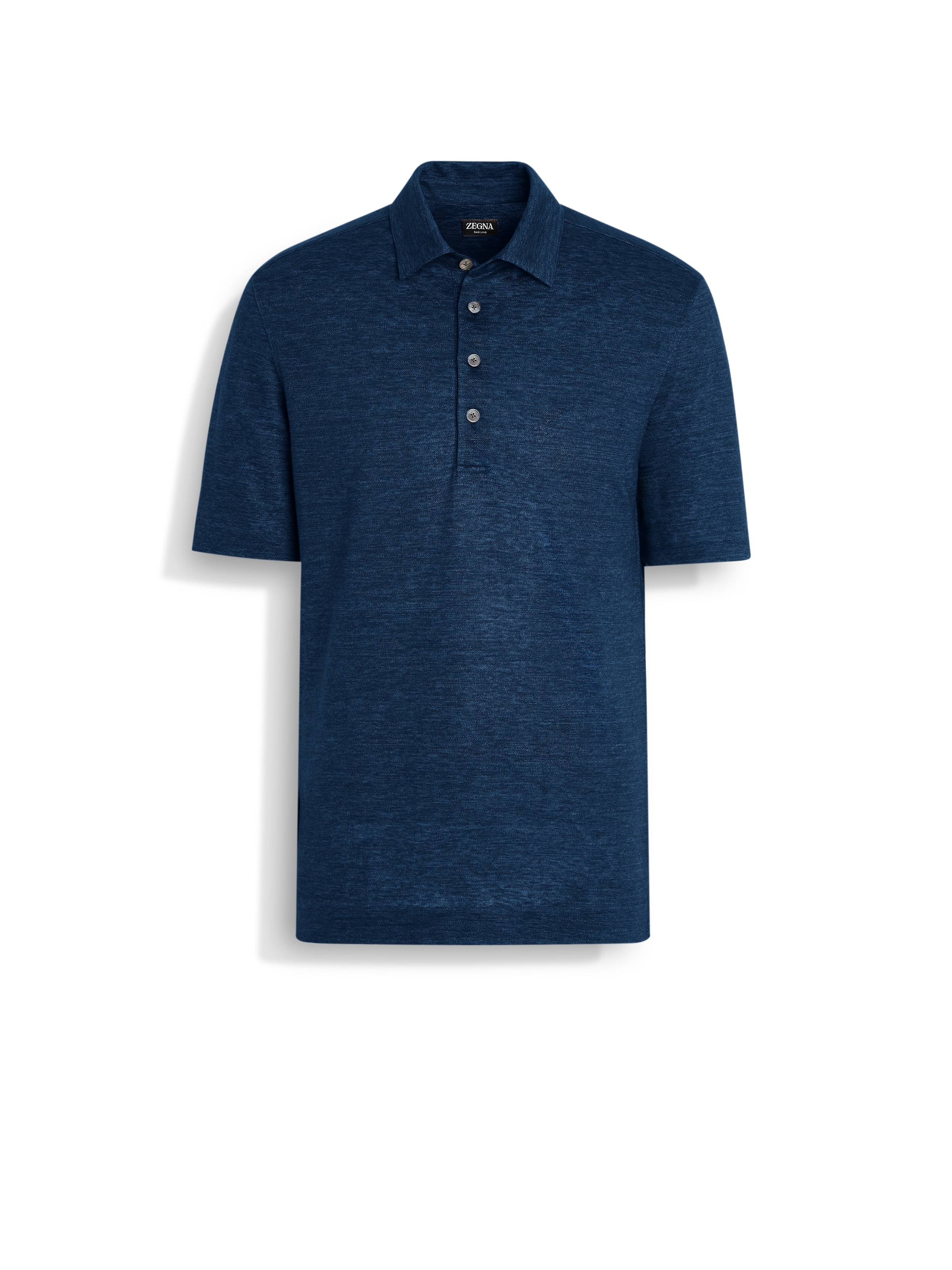 Shop Zegna Polo En Oasi Lino Bleu Marine