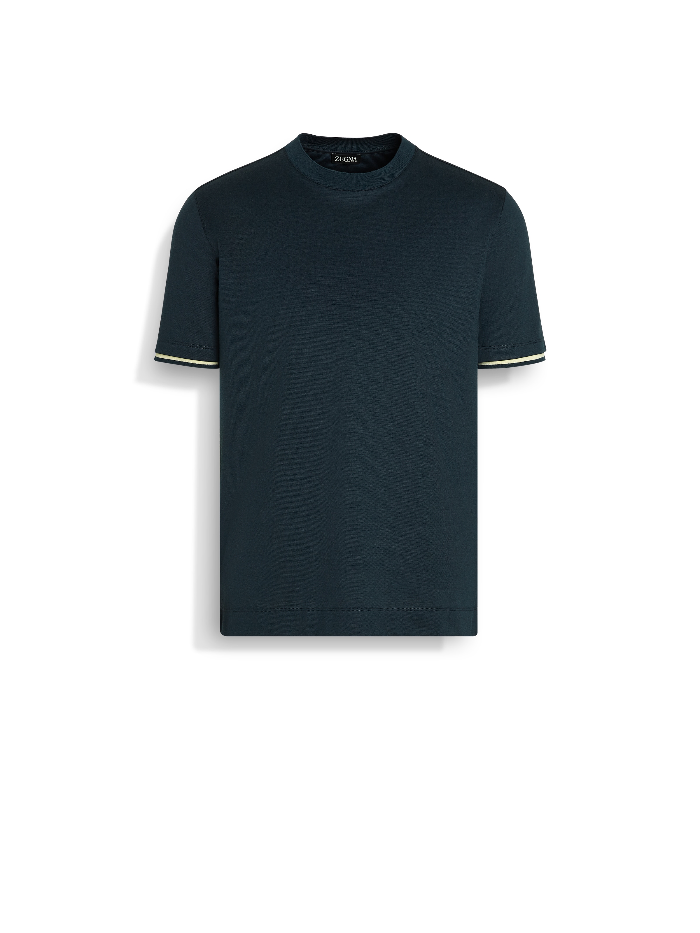 Zegna Dark Teal Blue Cotton And Silk T-shirt