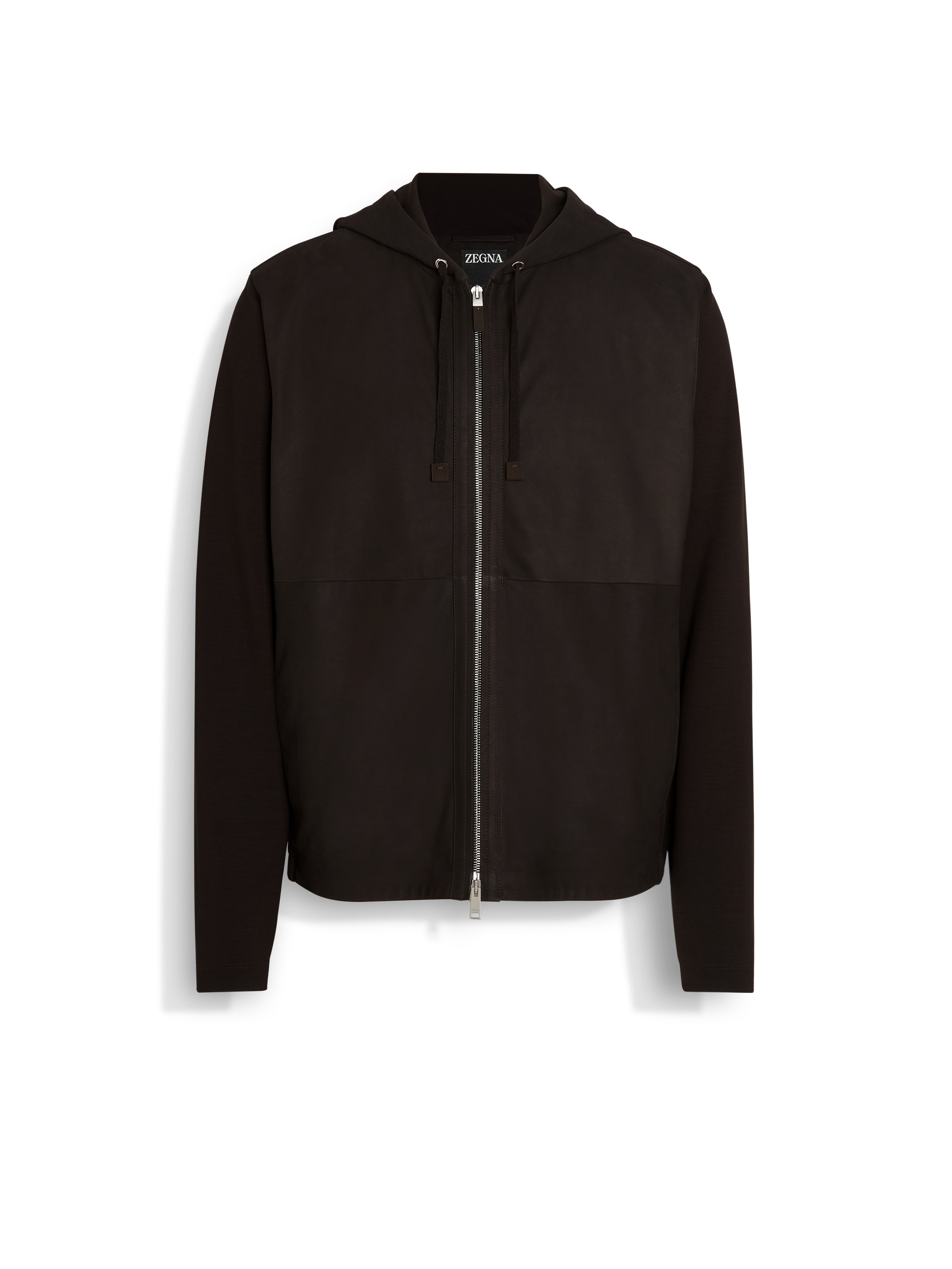 Shop Zegna Sweat À Capuche En Laine Et Secondskin Marron Foncé