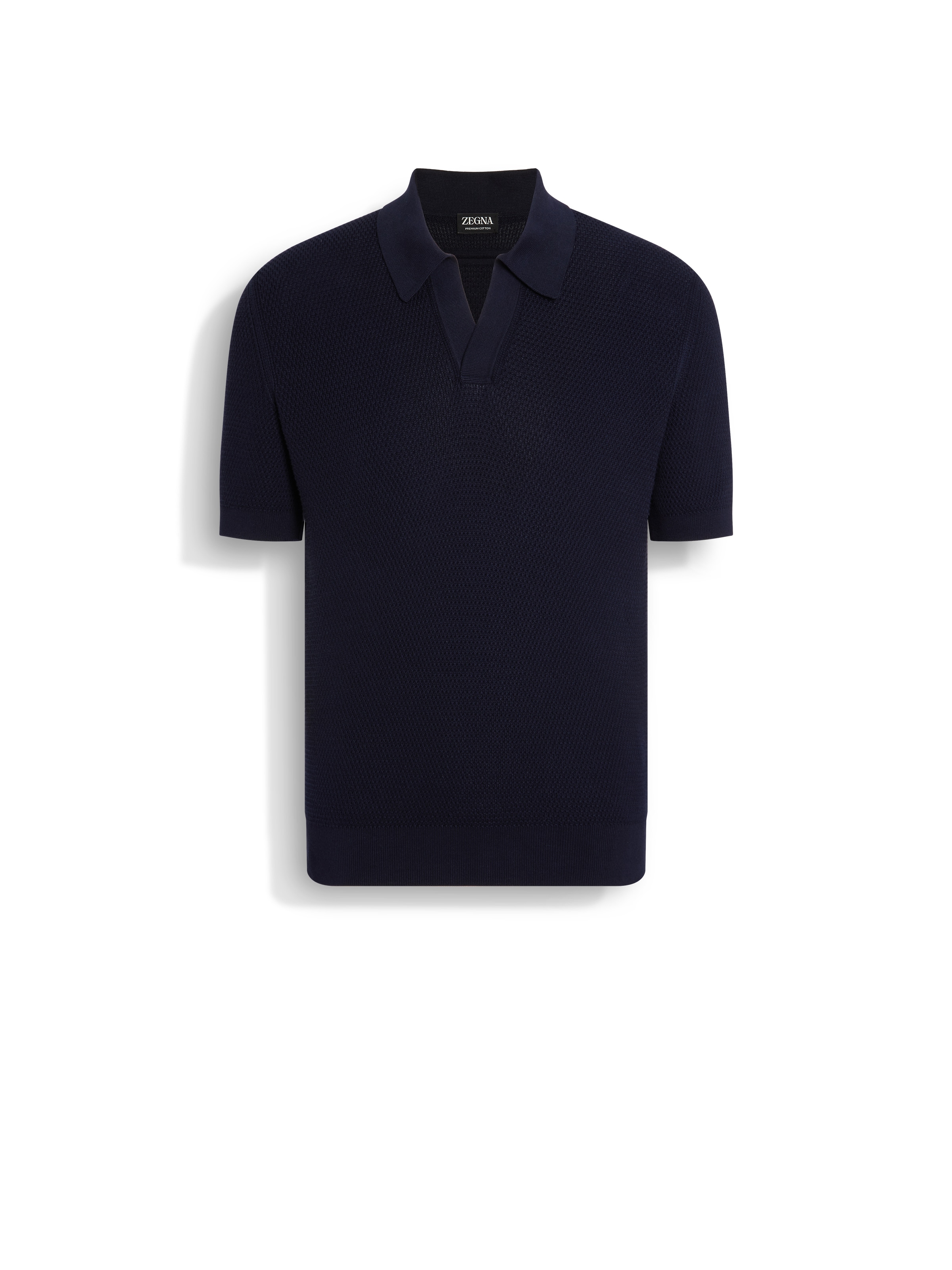 Shop Zegna Polo En Premium Cotton Bleu Marine In Navy Blue