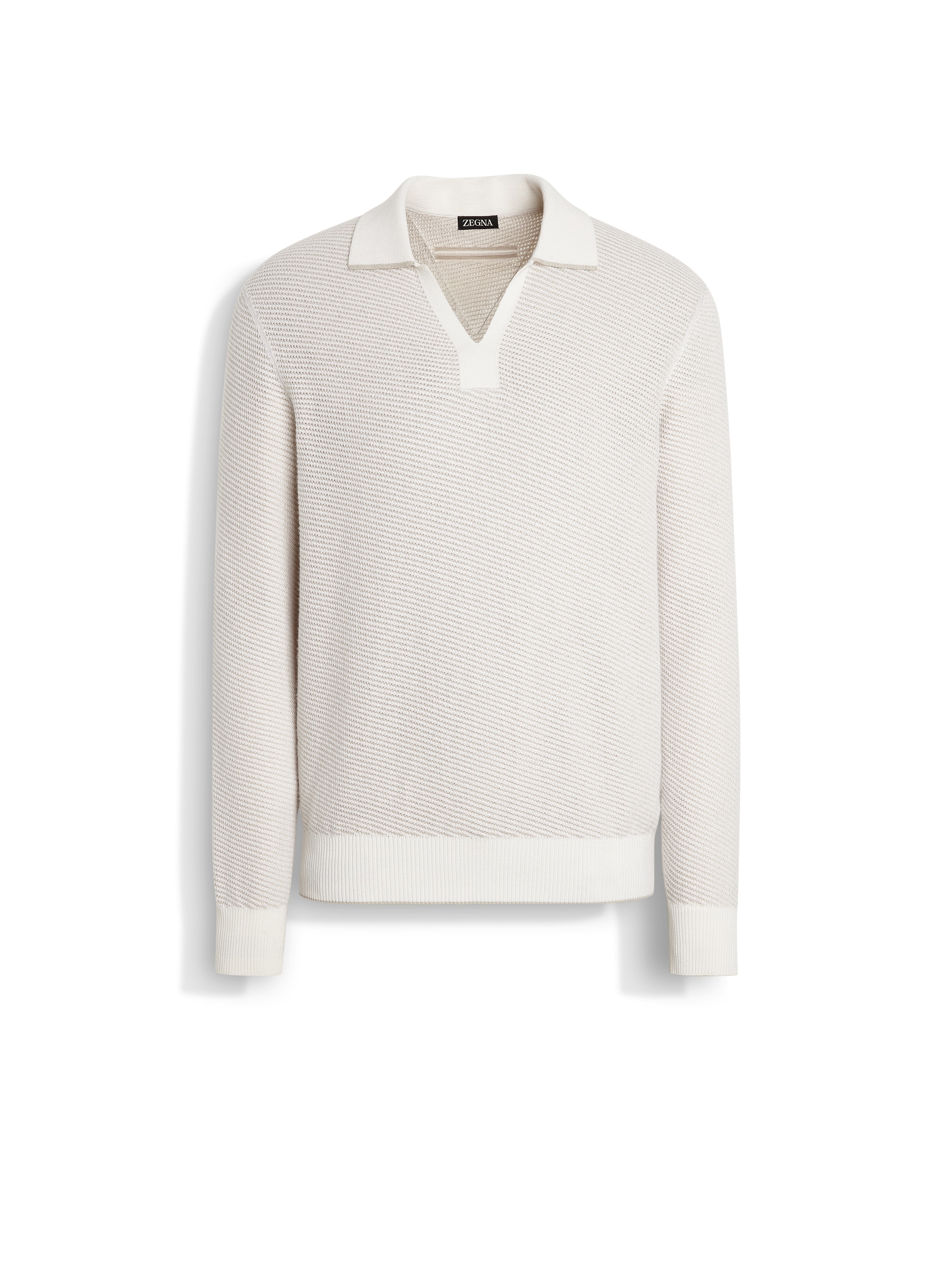 Shop Zegna White Silk And Cashmere Polo Shirt In Blanc