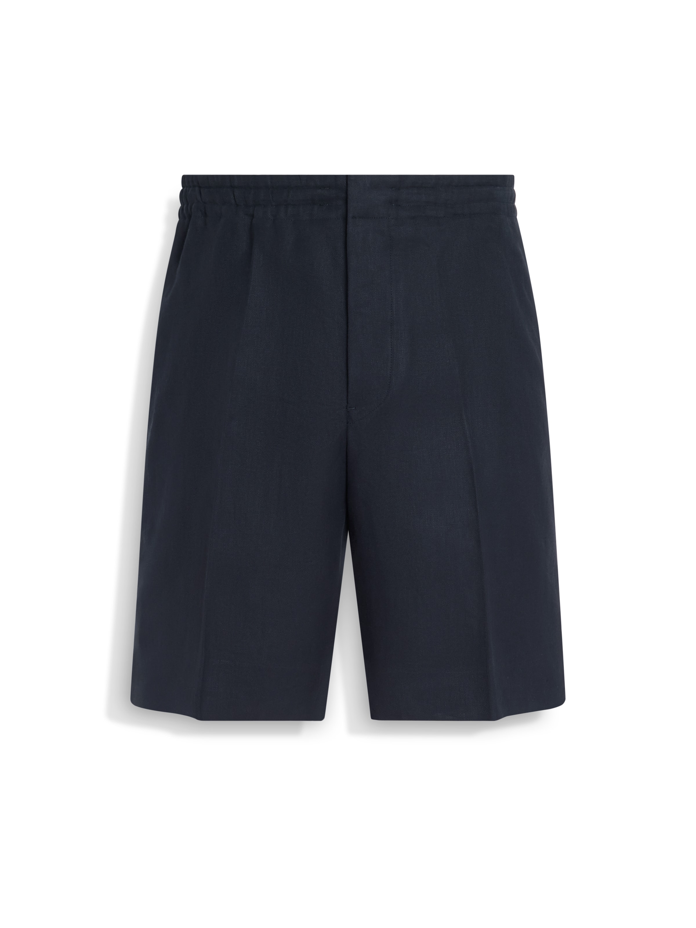 Shop Zegna Short En Oasi Lino Bleu Marine