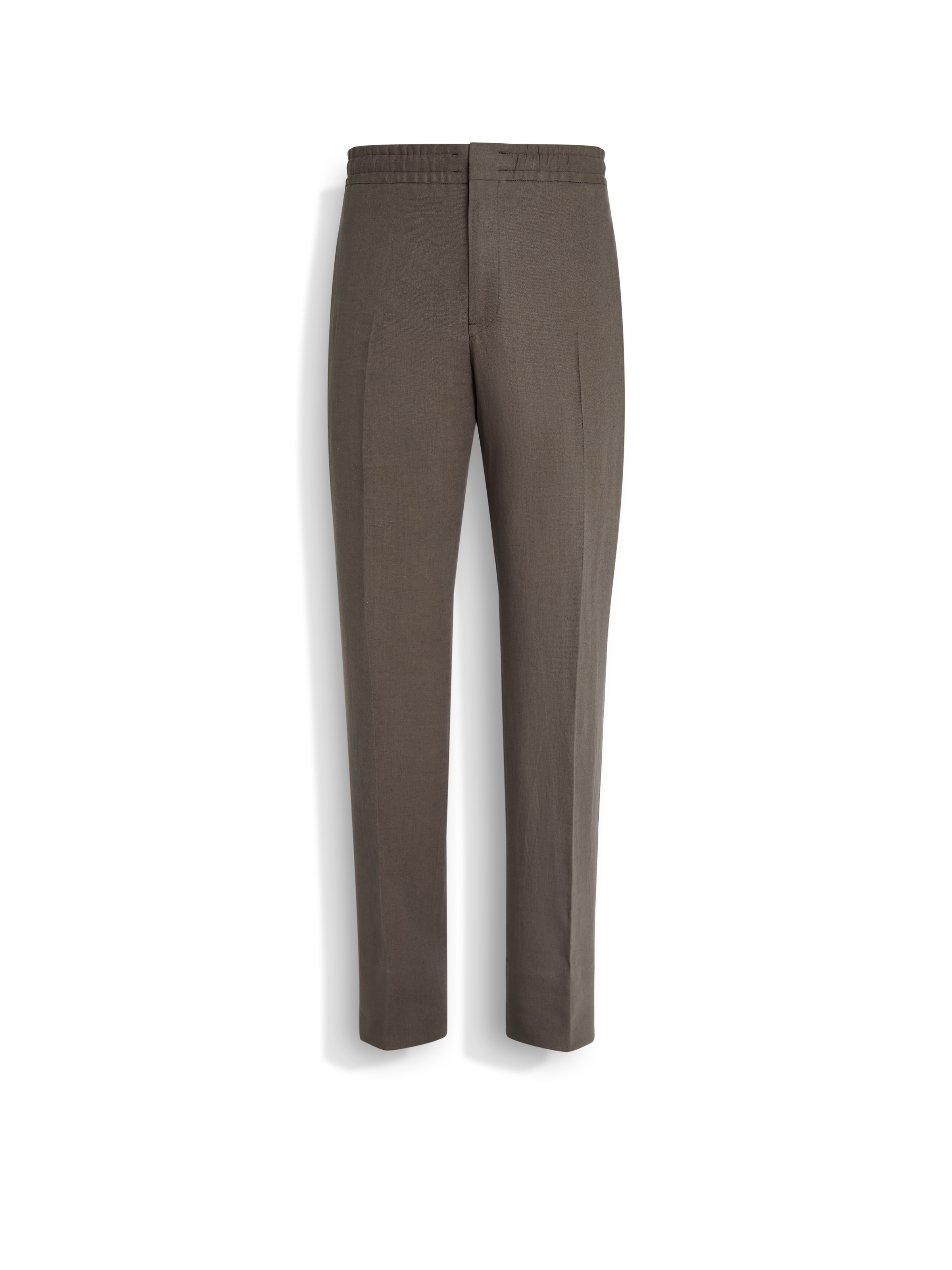 ZEGNA PANTALON EN OASI LINO TAUPE FONCÉ