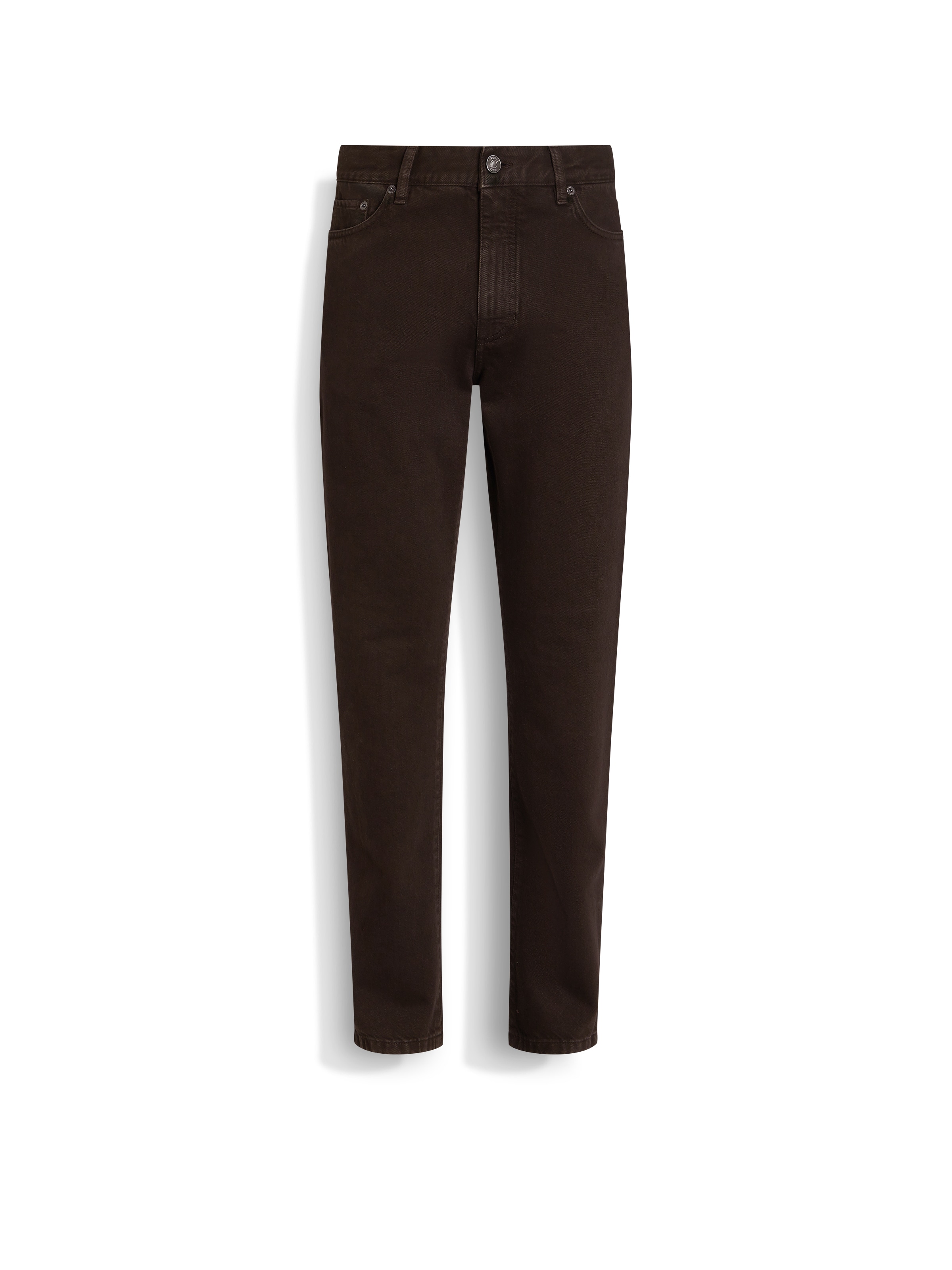 Shop Zegna Dark Brown Stone-washed Cotton Roccia Jeans
