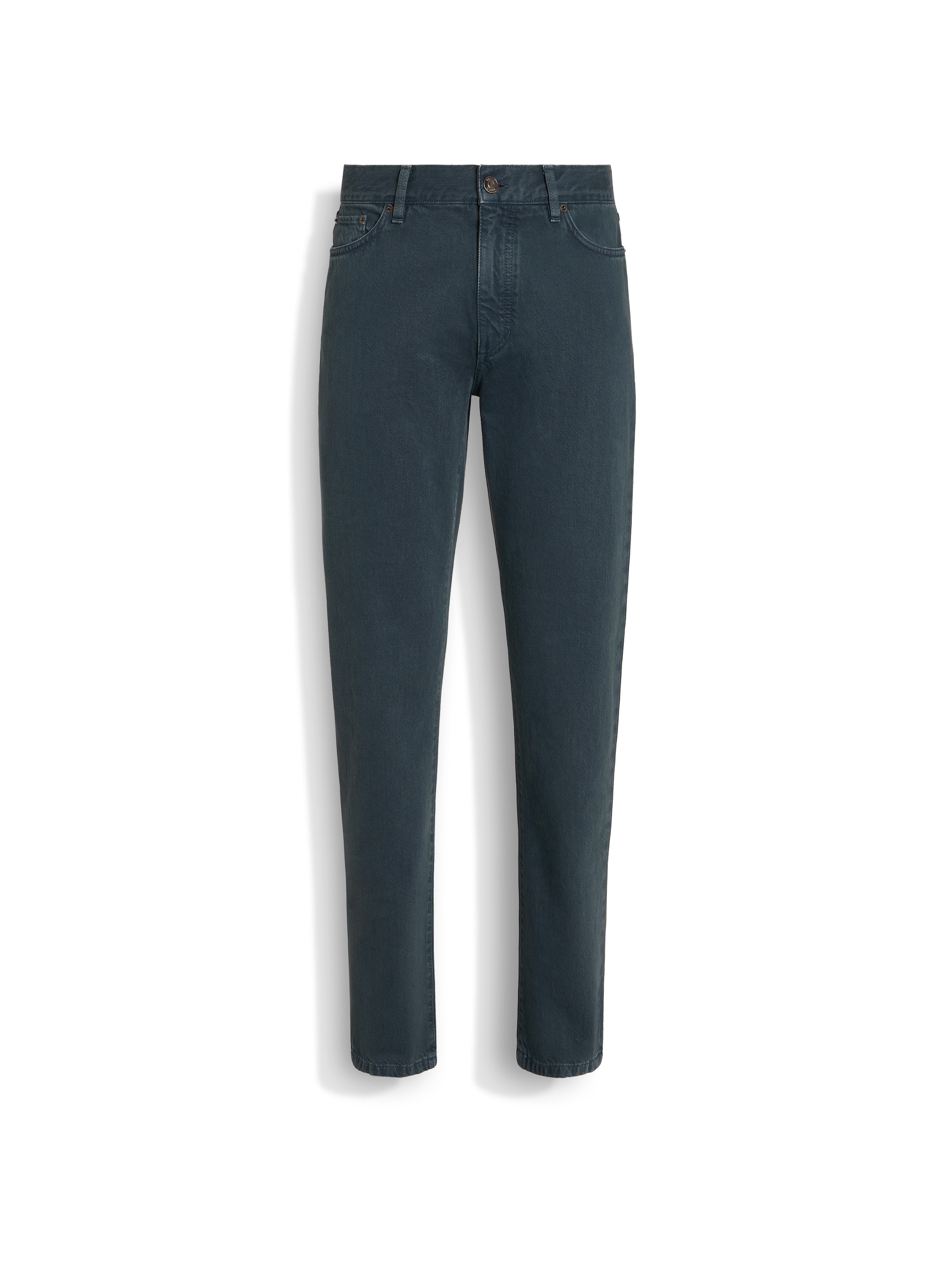 Shop Zegna Jean Roccia En Coton Bleu Sarcelle Foncé Délavé In Dark Teal Blue