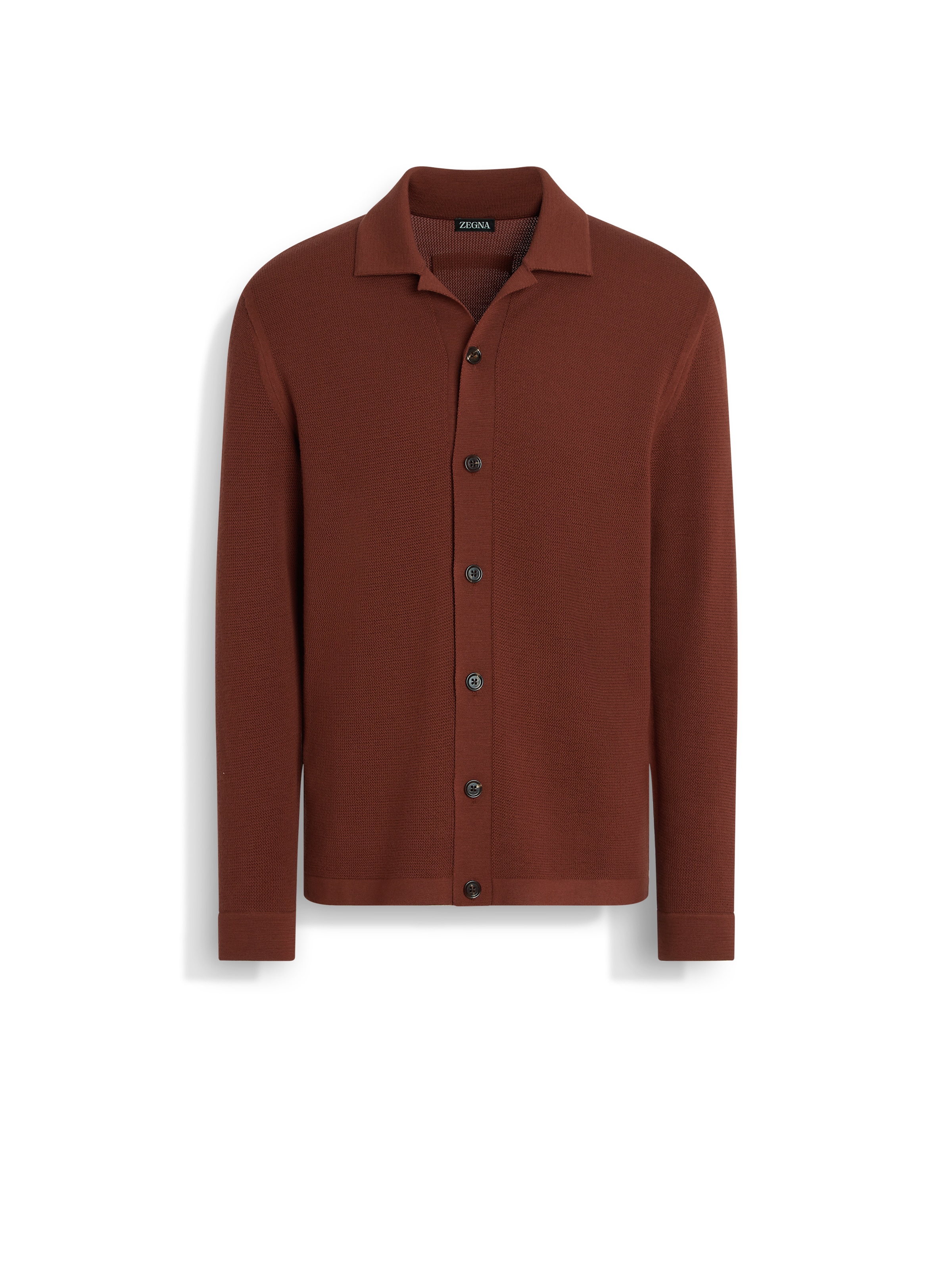 Zegna Textured Wool Shirt Jacket In Rouge Brique