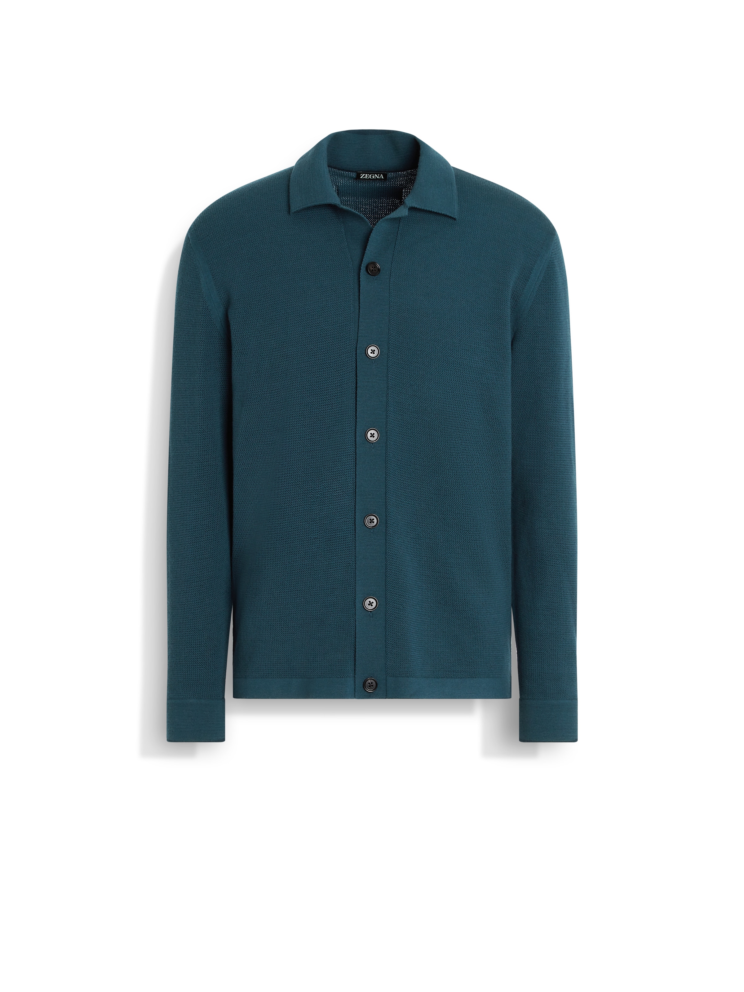 Shop Zegna Dark Teal Blue Wool Shirt In Bleu Sarcelle Foncé