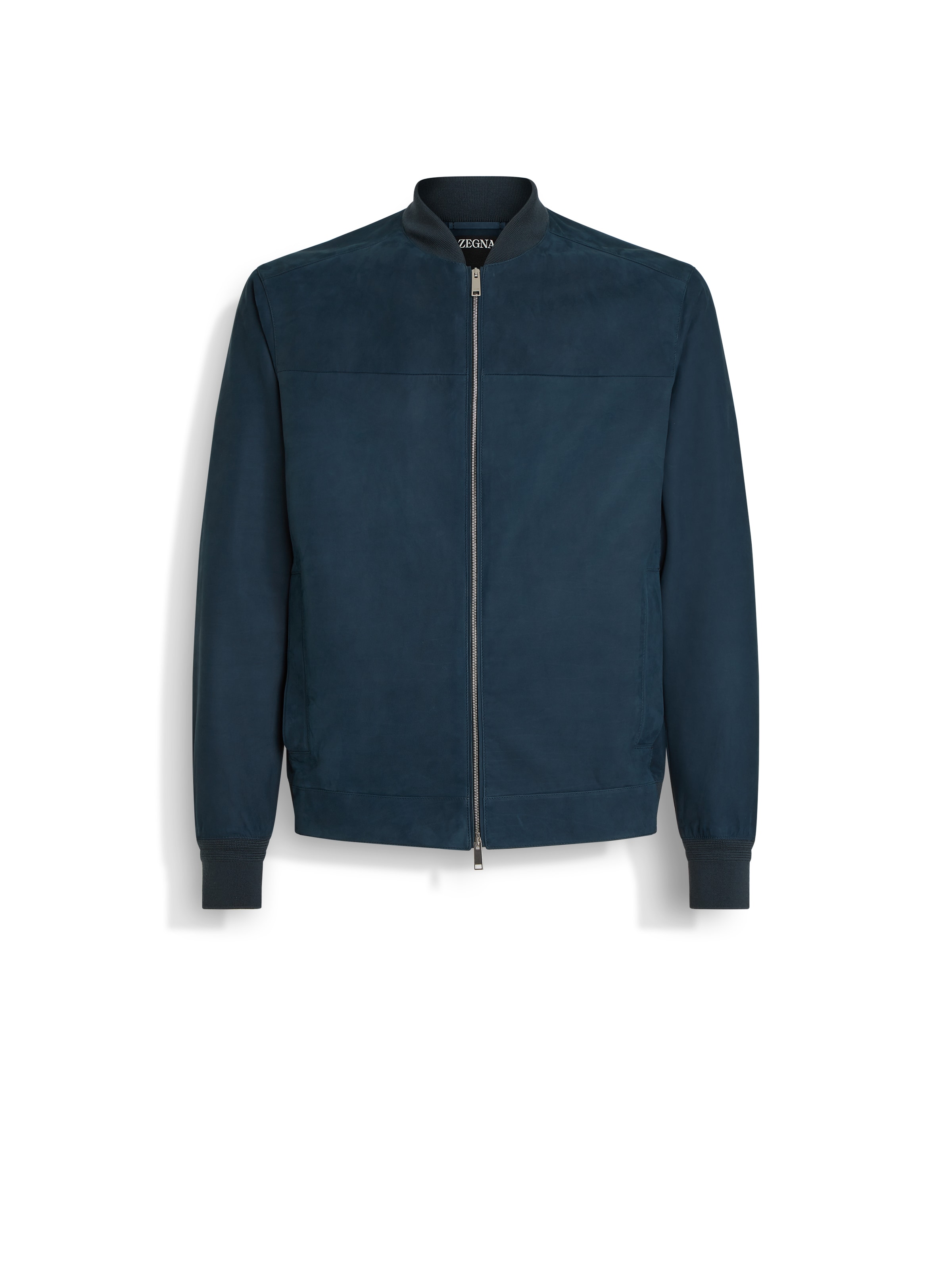 Shop Zegna Secondskin Bomber In Dark Teal Blue