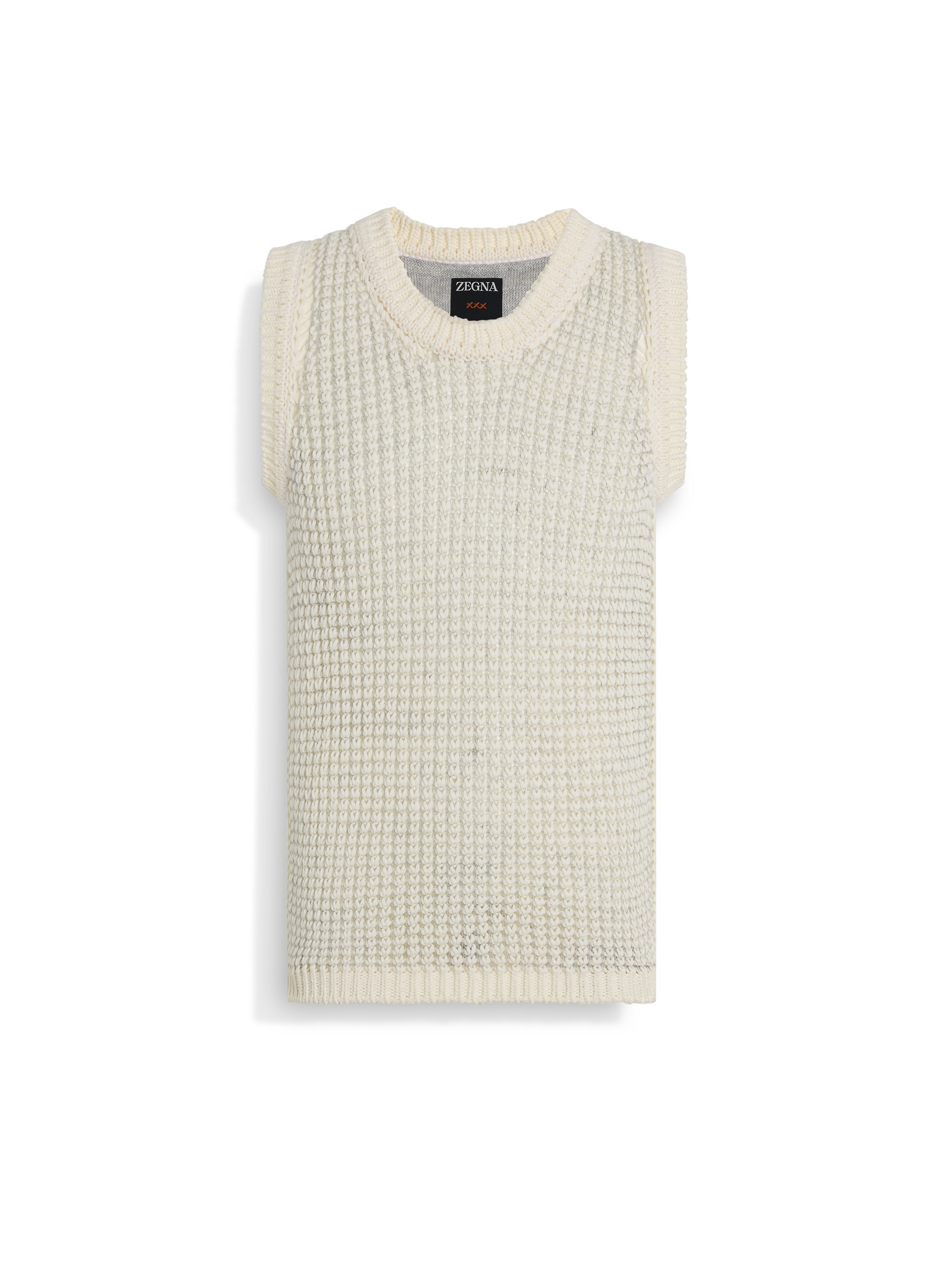 ZEGNA WHITE COTTON AND LINEN VEST