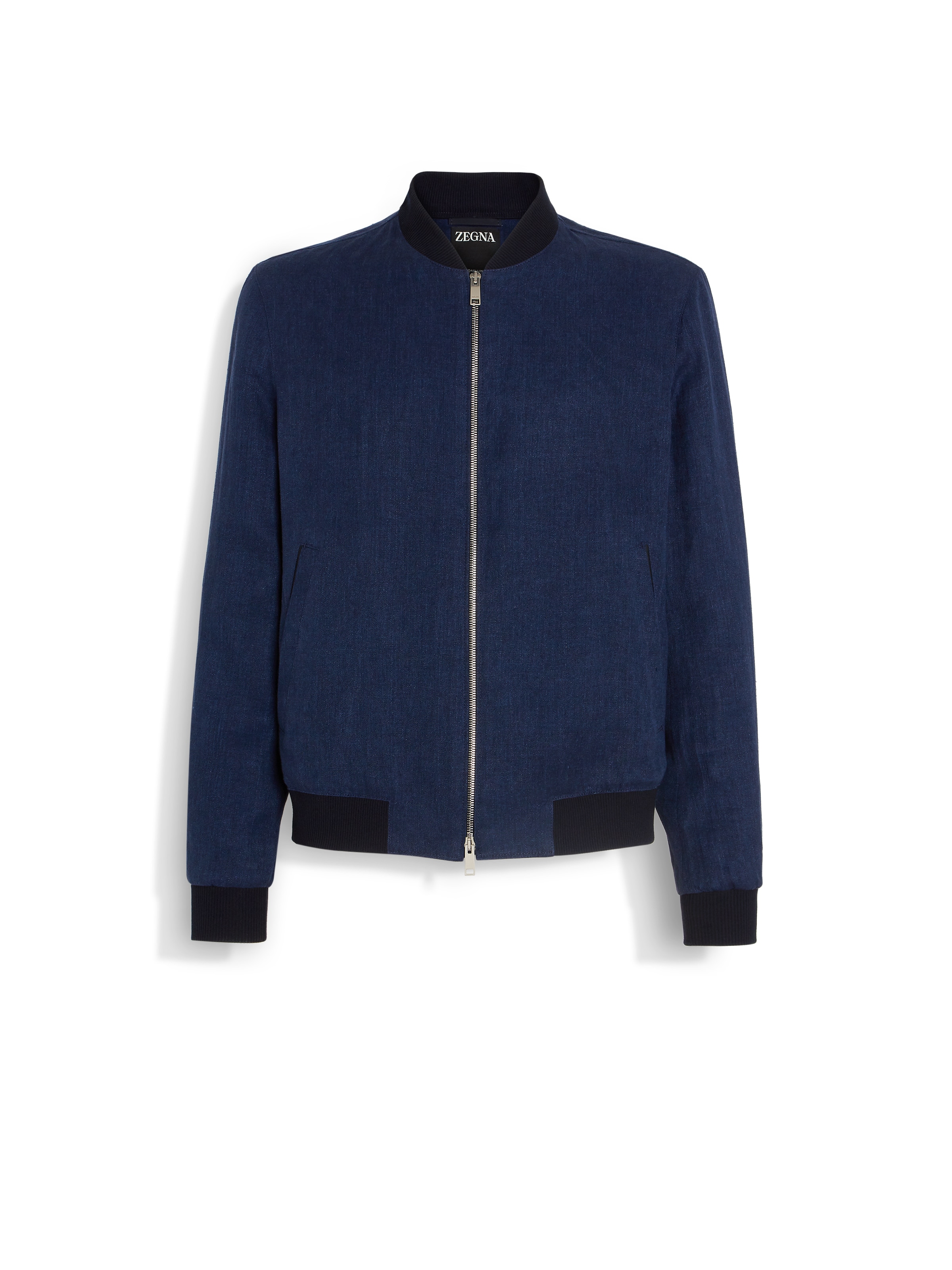 Zegna Jacket With Zip Navy Blue In Bleu Marine