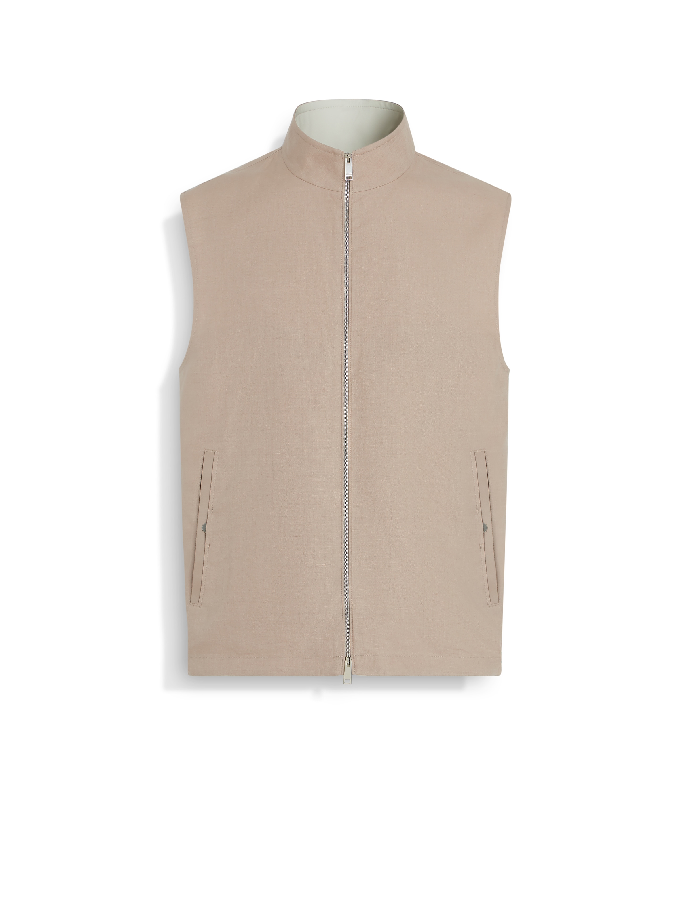 Zegna Oasi Lino Vest In Taupe Clair