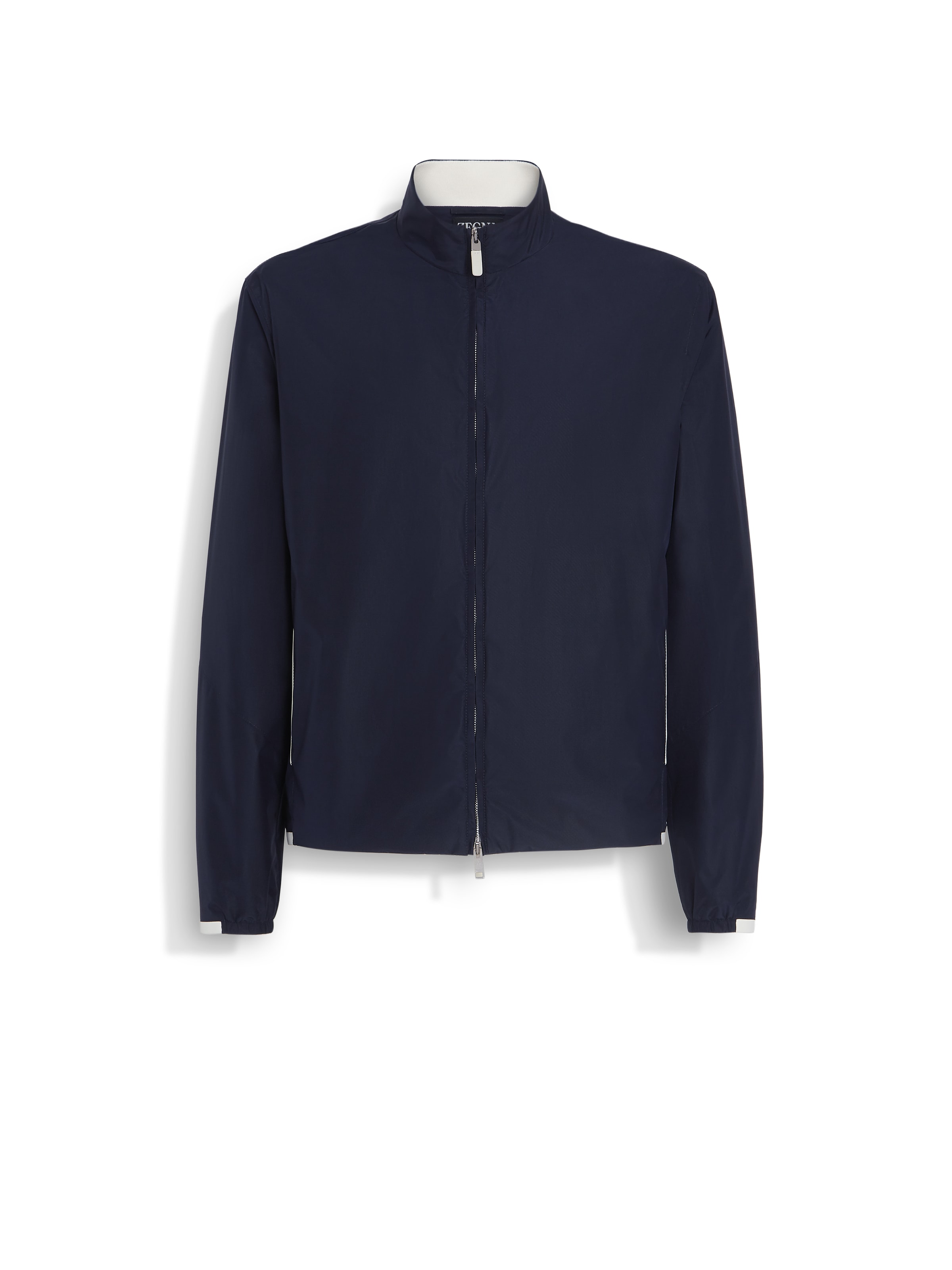 Shop Zegna Blouson En Soie In Bleu Marine