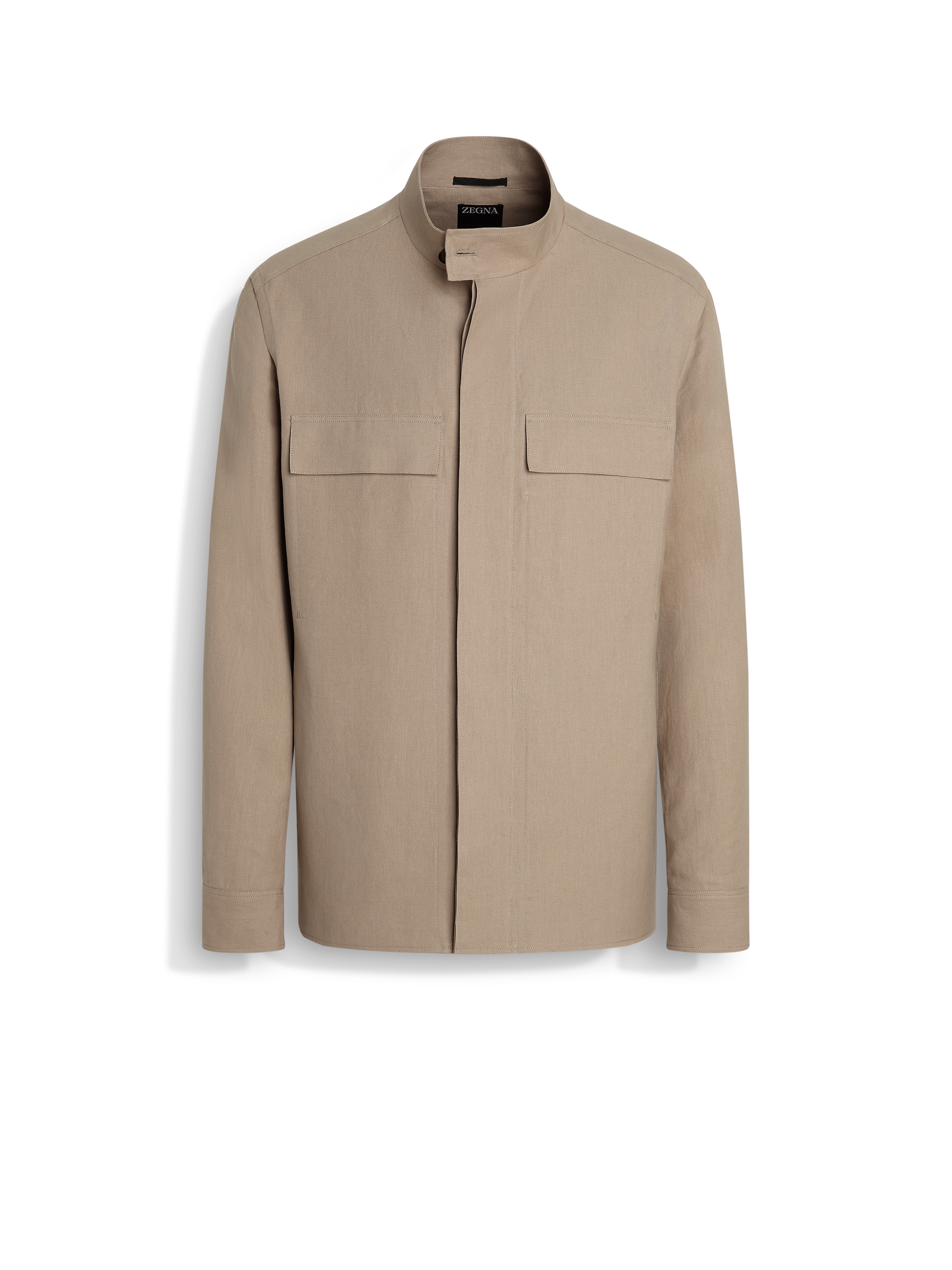 Zegna Surchemise En Oasi Lino In Taupe Clair