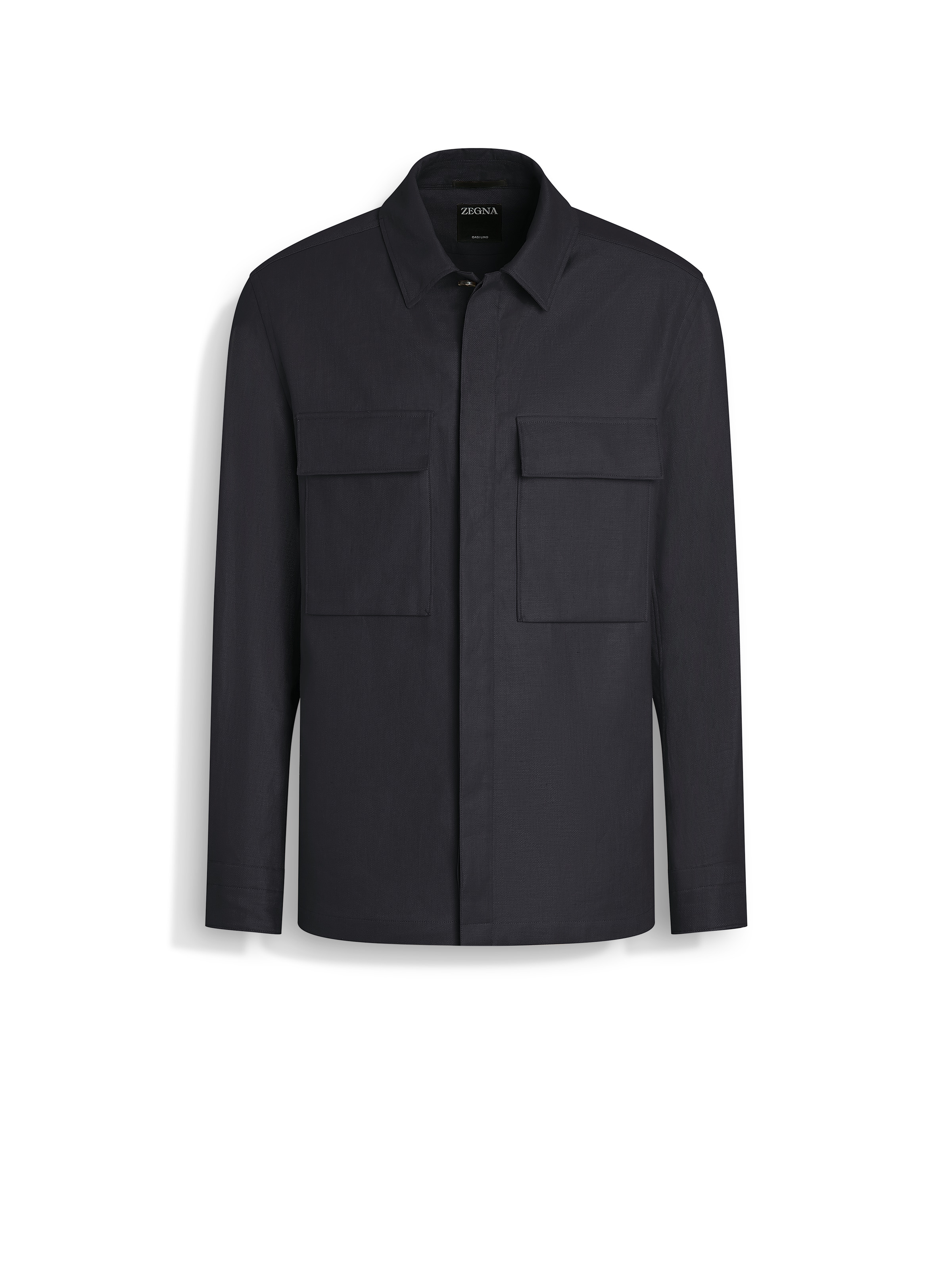 Shop Zegna Oasi Lino Overshirt In Navy Blue