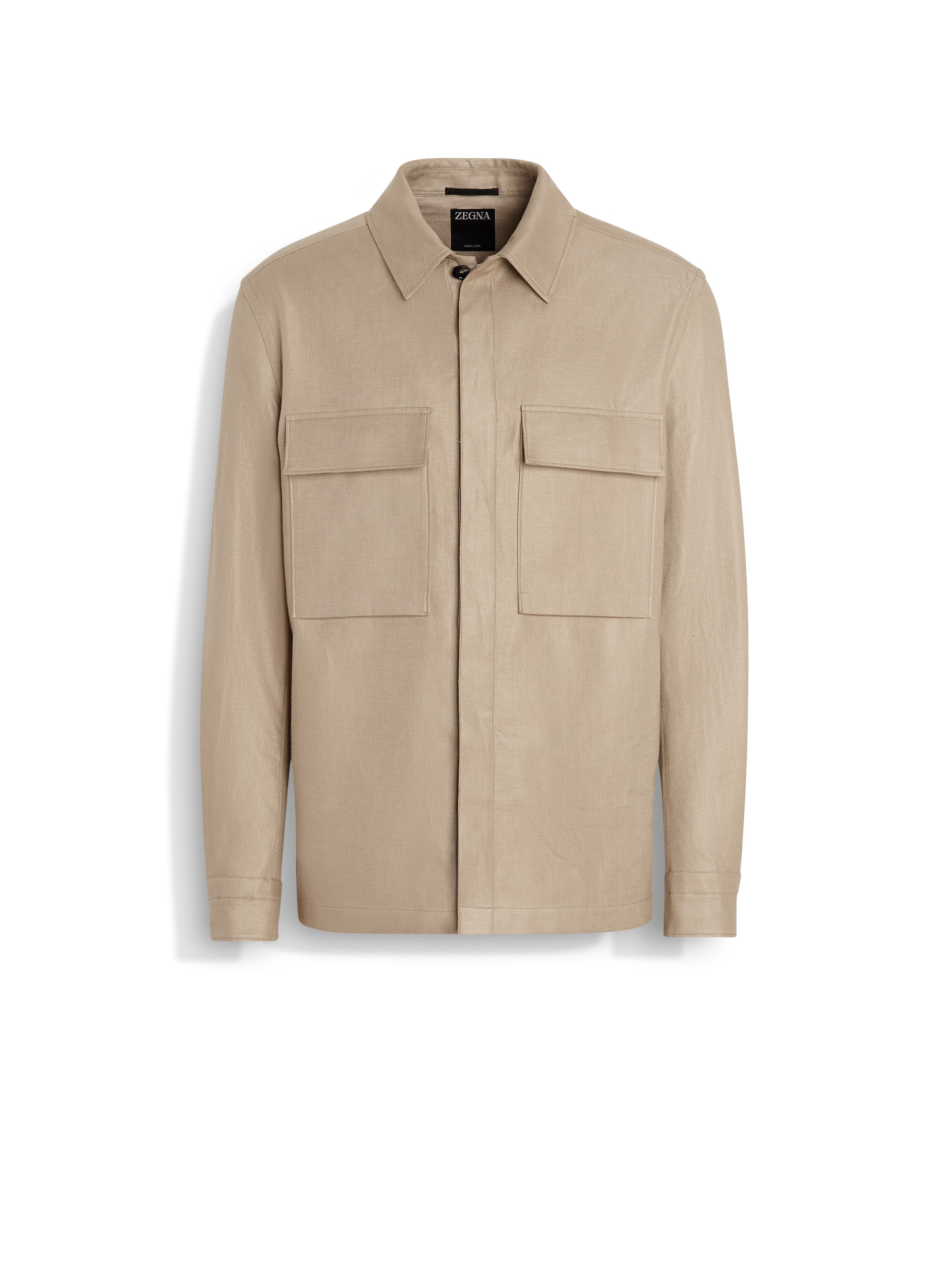 Zegna Oasi Lino Overshirt In Light Taupe