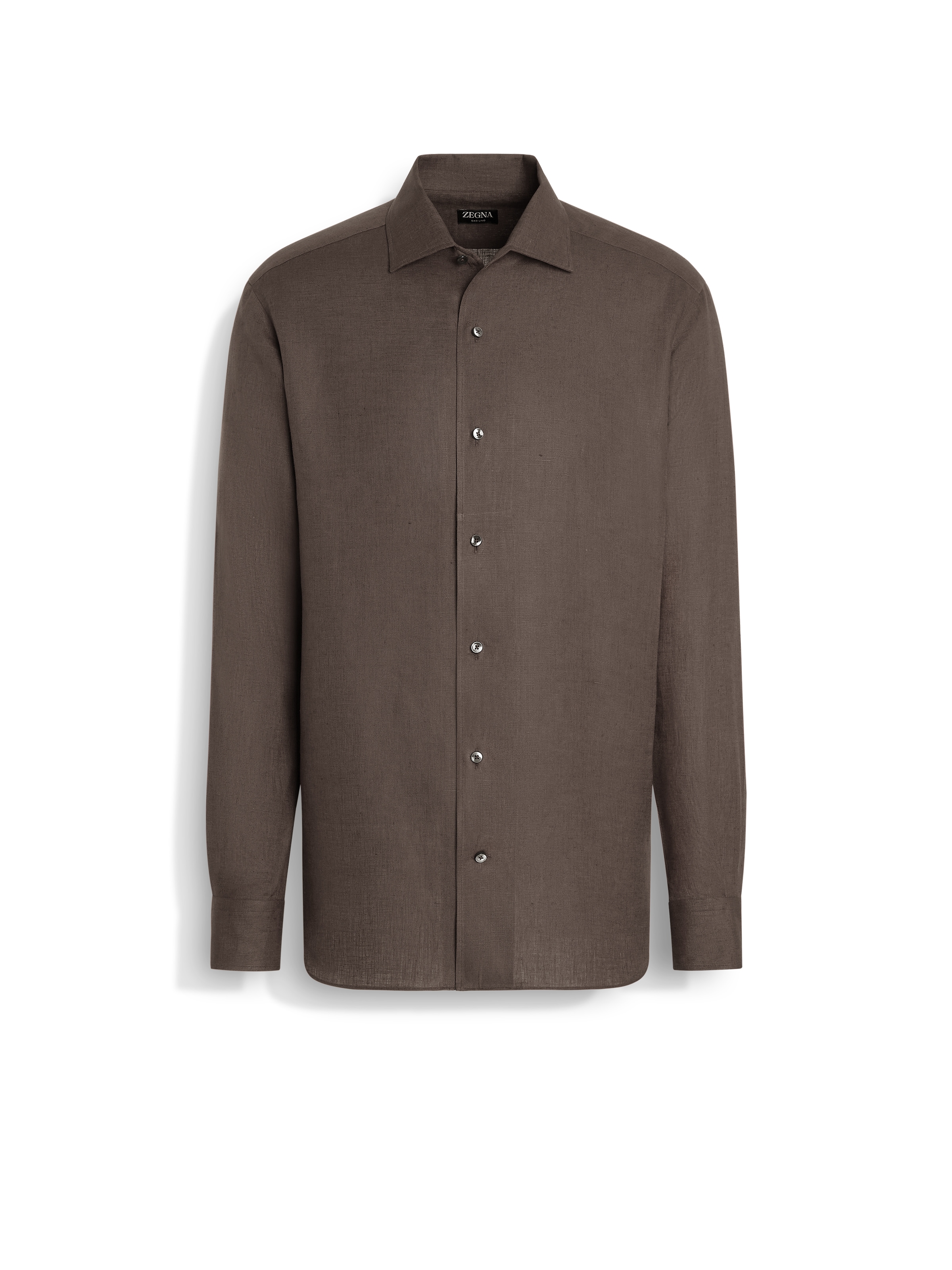 Shop Zegna Oasi Lino Shirt In Dark Taupe